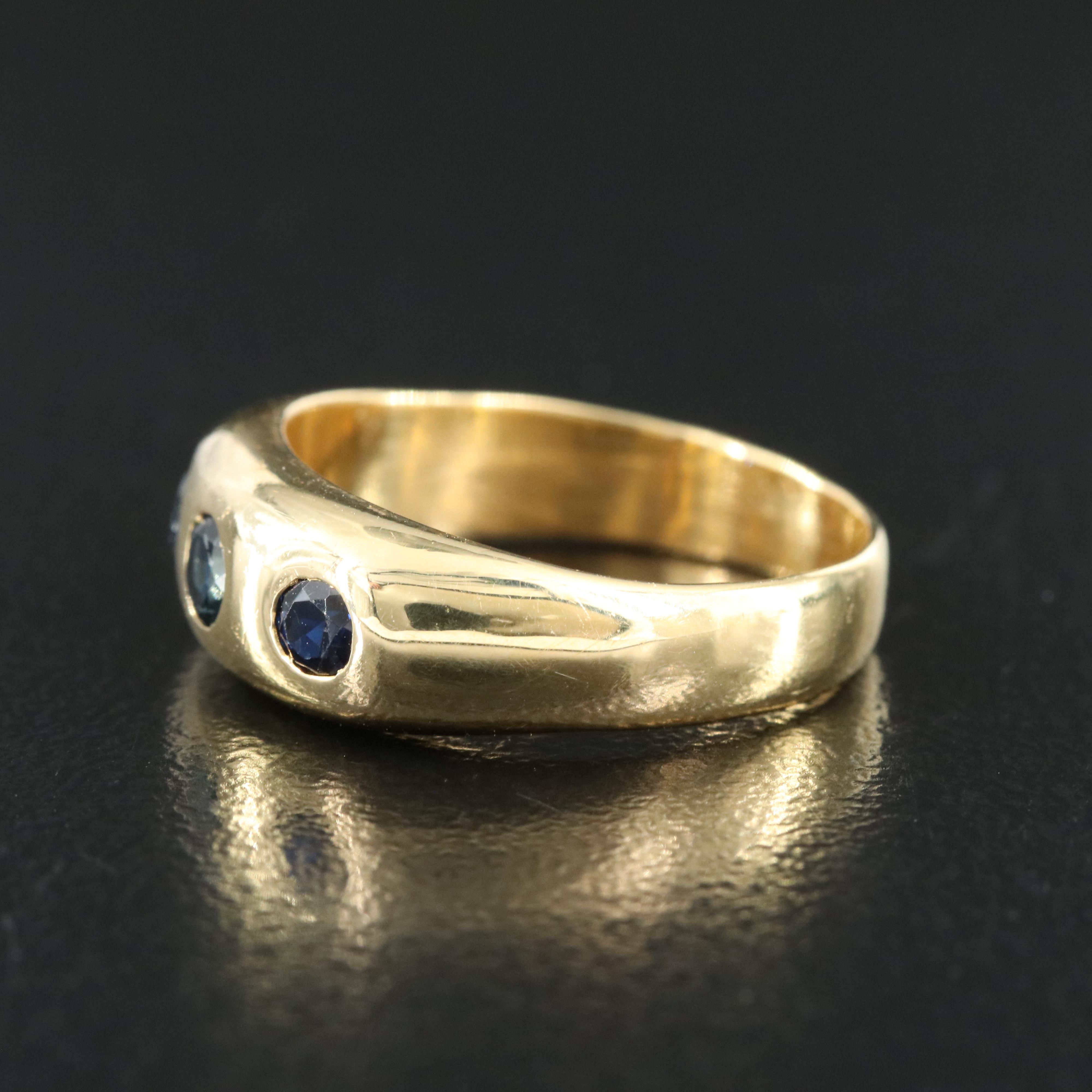 18K Flush Set Sapphire Ring