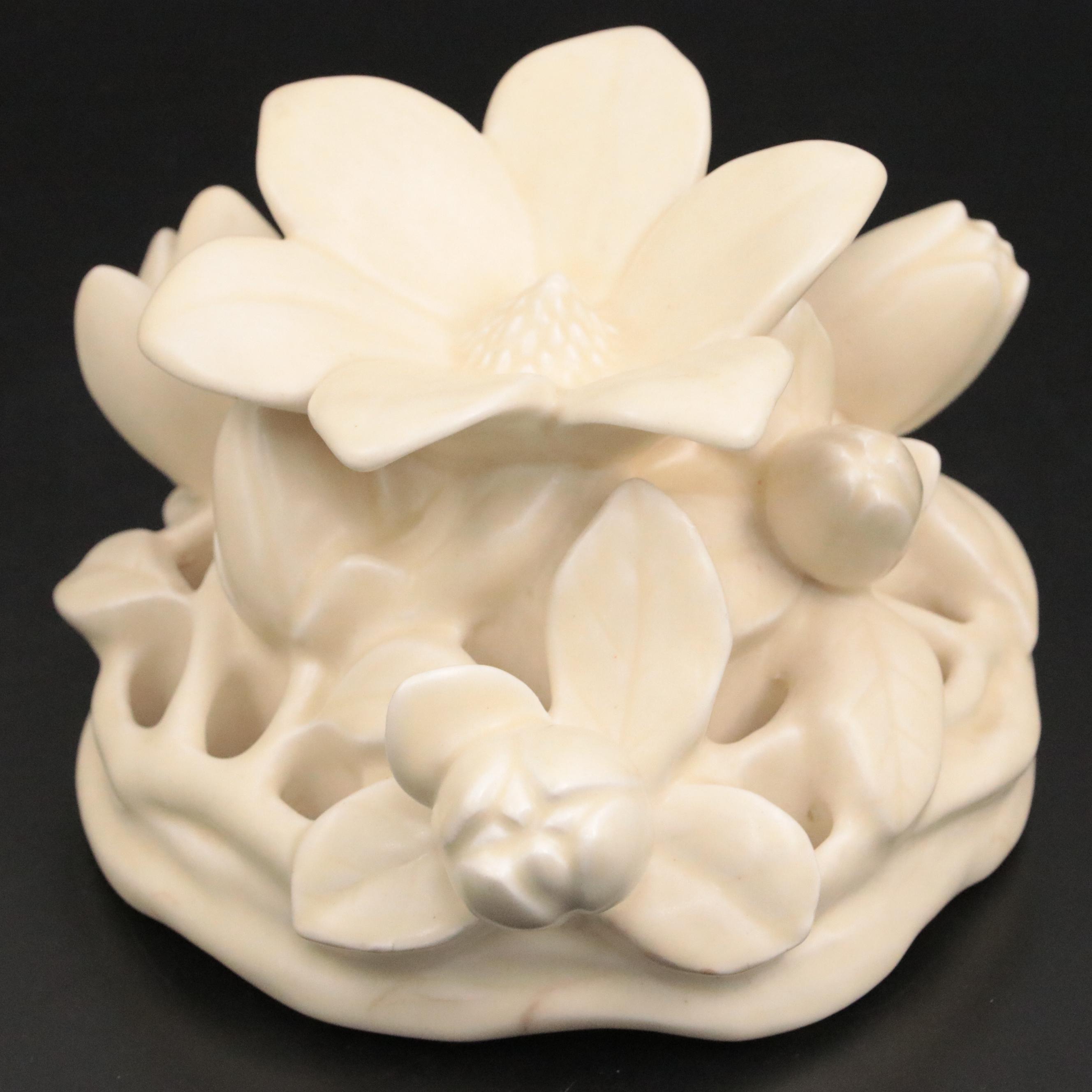 Rookwood Pottery Glazed Ceramic Floral Frog, 1927