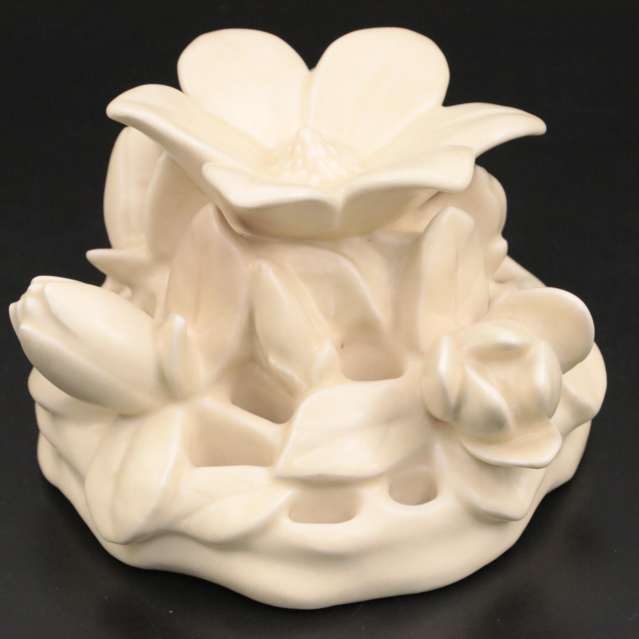 Rookwood Pottery Glazed Ceramic Floral Frog, 1927