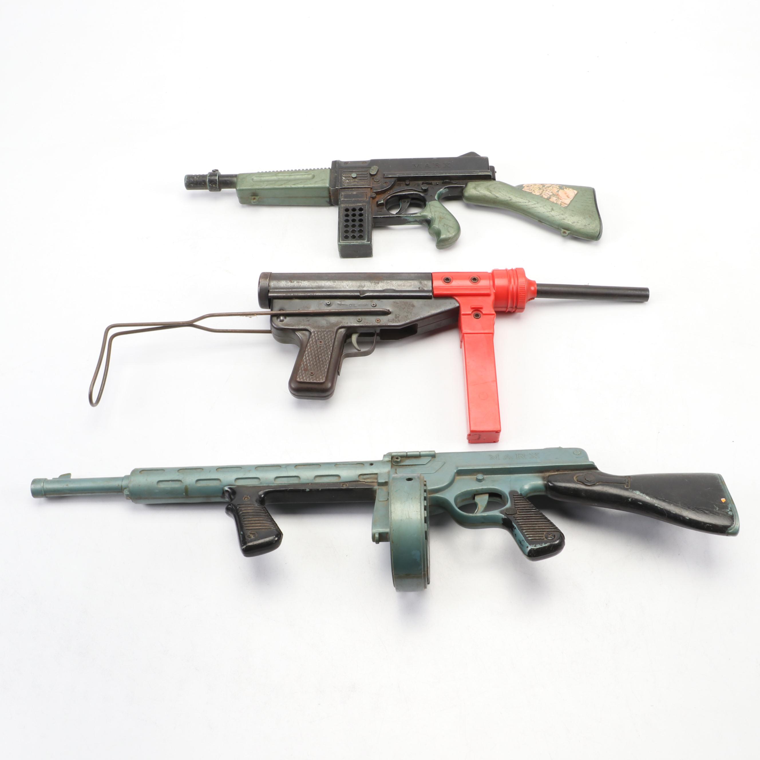 Mattel Toy Submachine Cap Gun with Marx Toy Tommy and Other Cap Guns