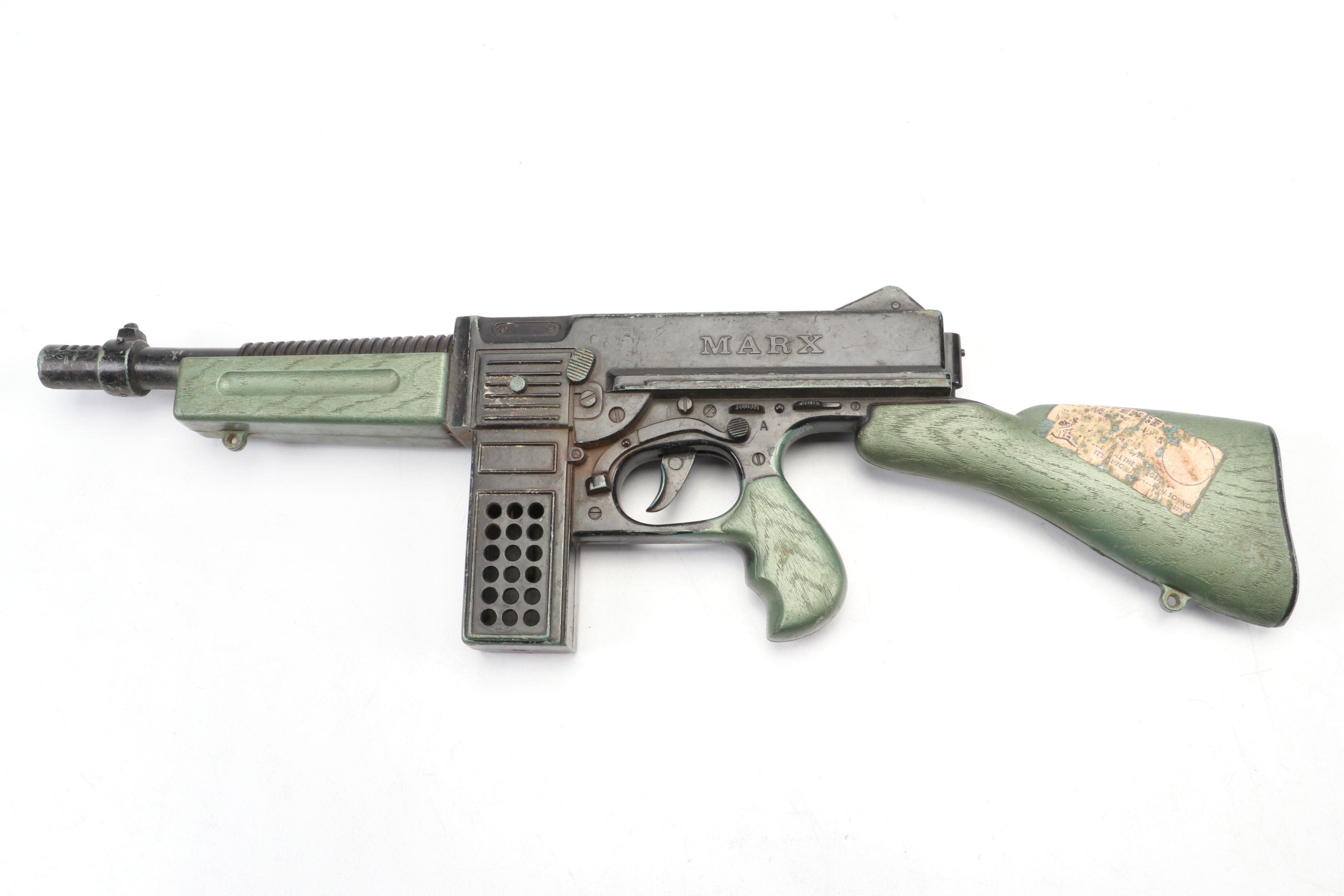 Mattel Toy Submachine Cap Gun with Marx Toy Tommy and Other Cap Guns