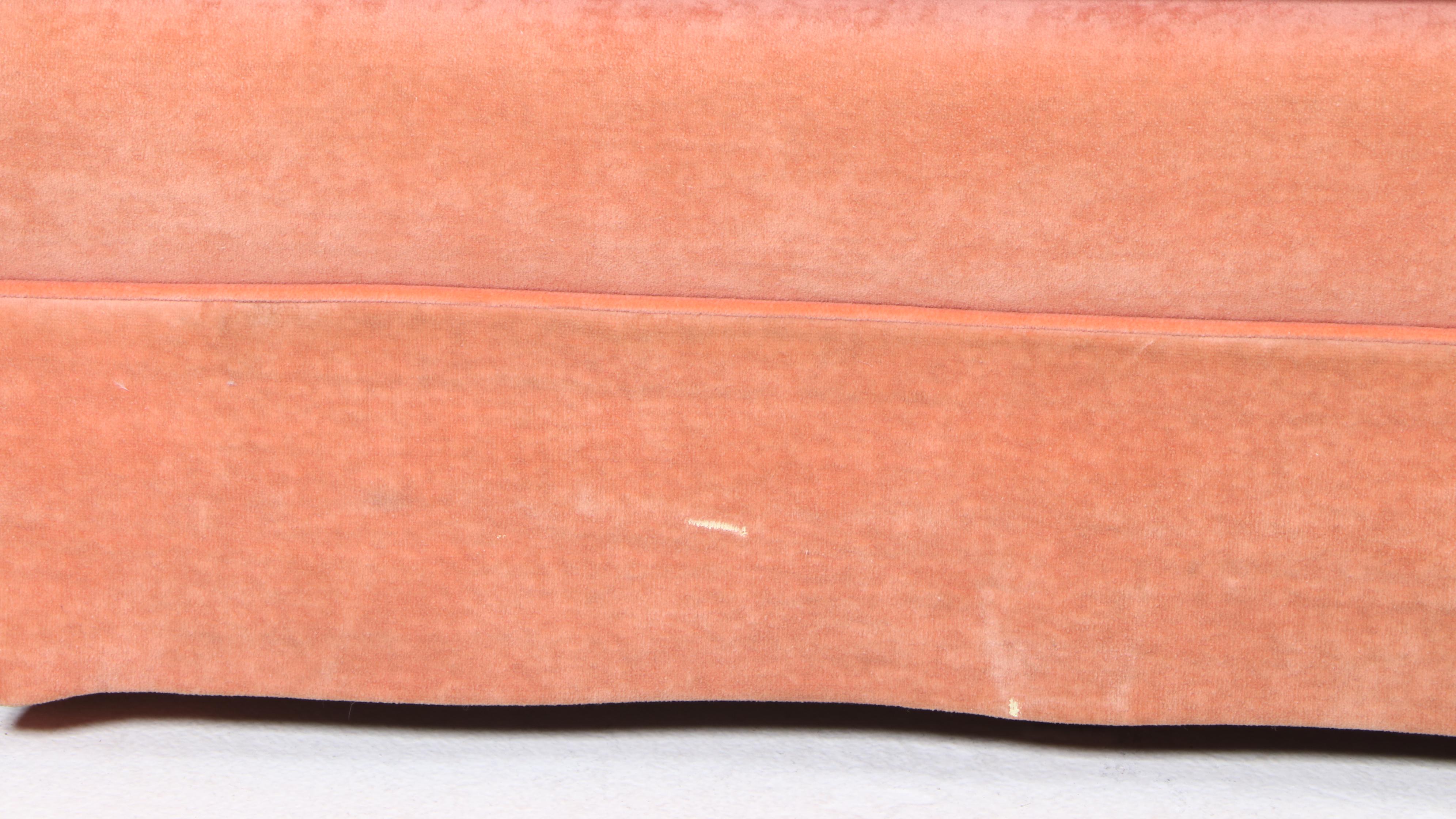 Henredon Peach Velvet-Upholstered Sofa