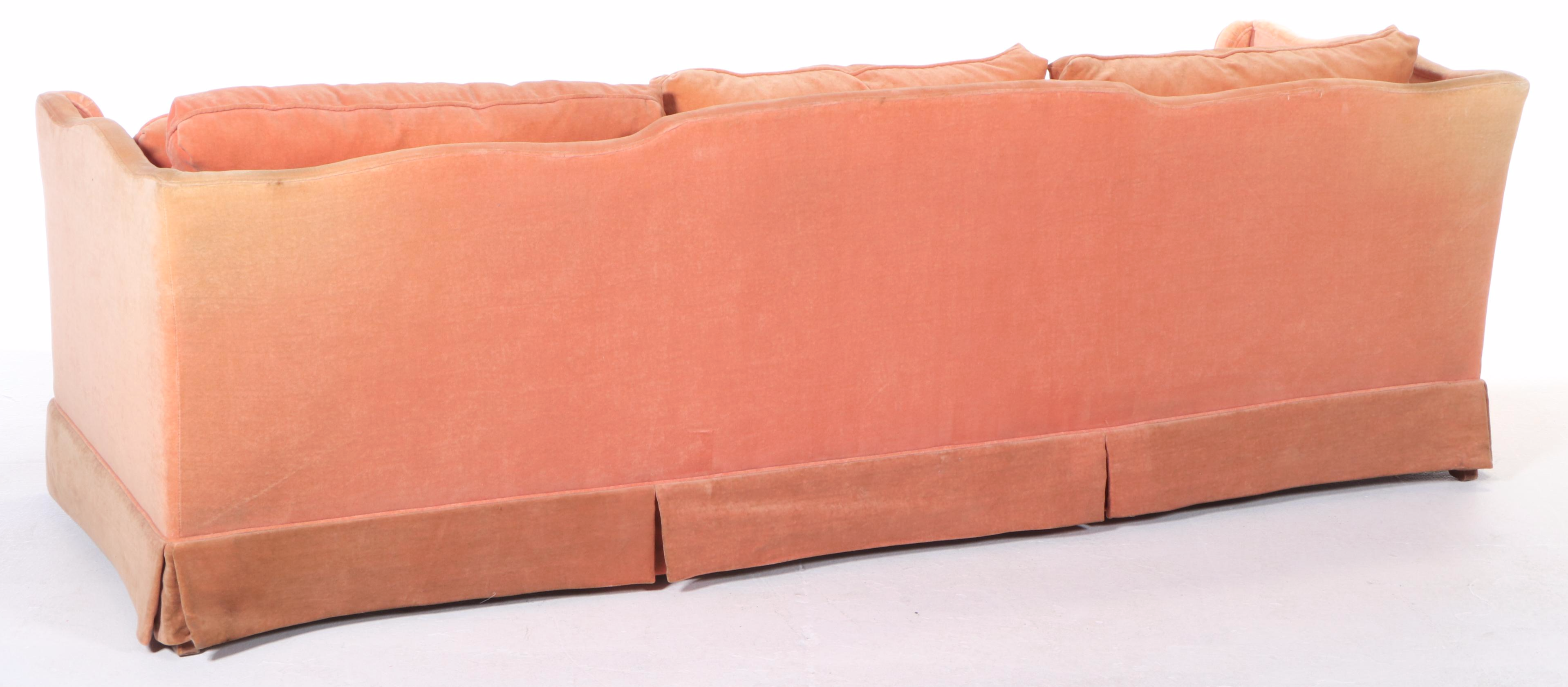 Henredon Peach Velvet-Upholstered Sofa