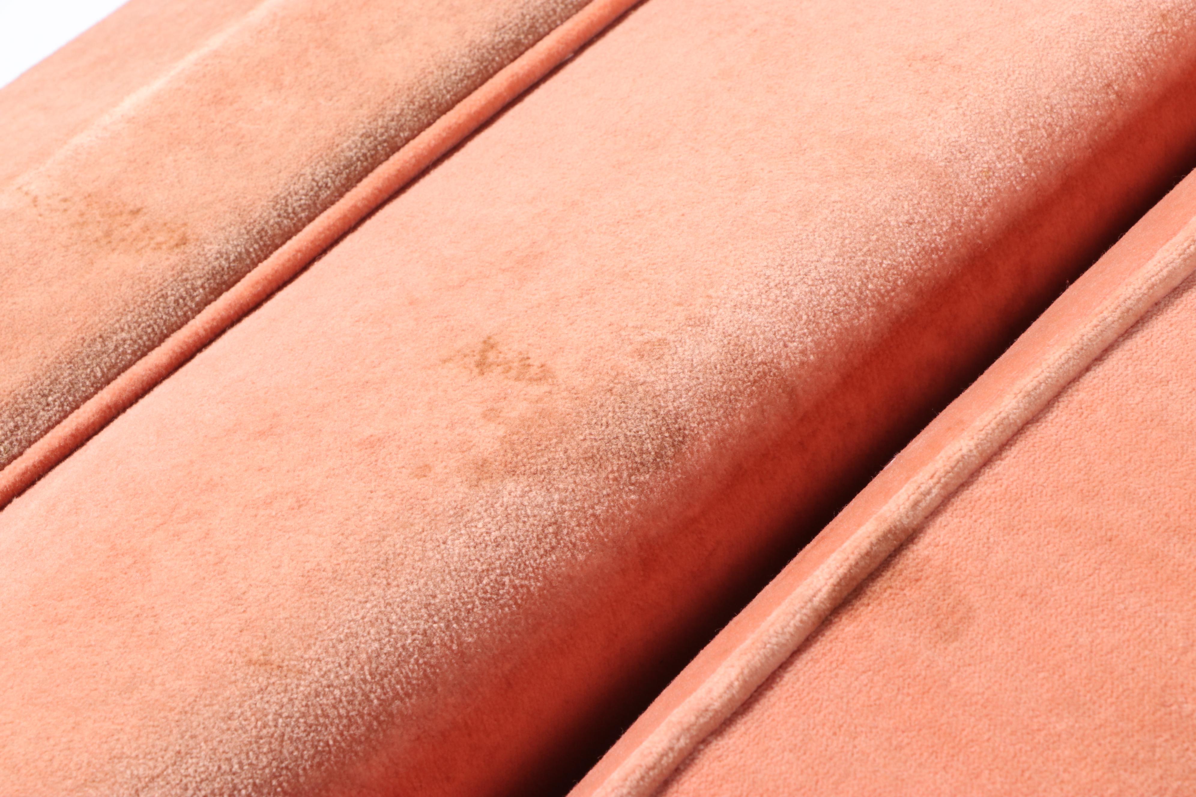 Henredon Peach Velvet-Upholstered Sofa