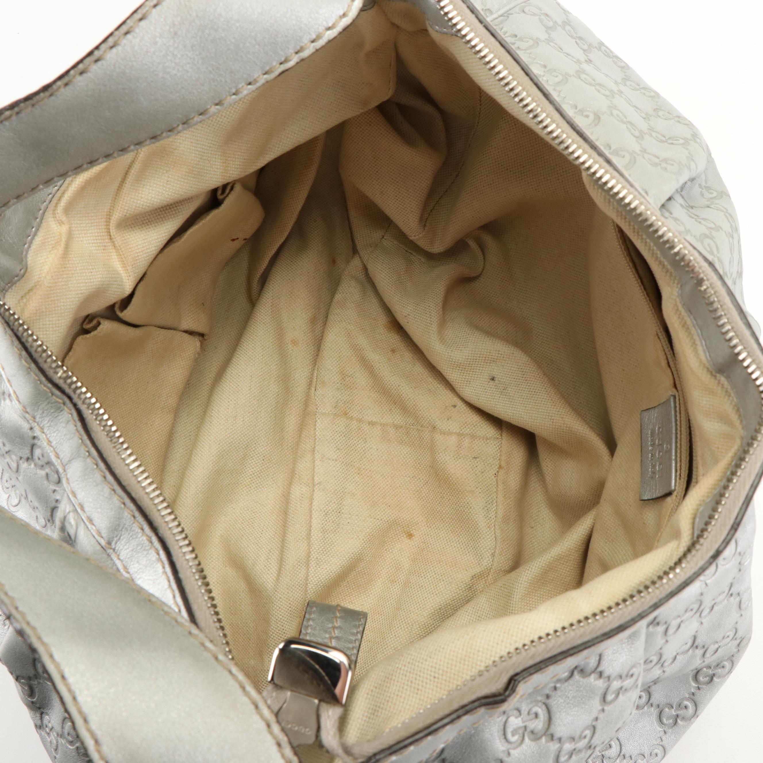 Gucci Silver Guccissima Leather Sukey Shoulder Bag