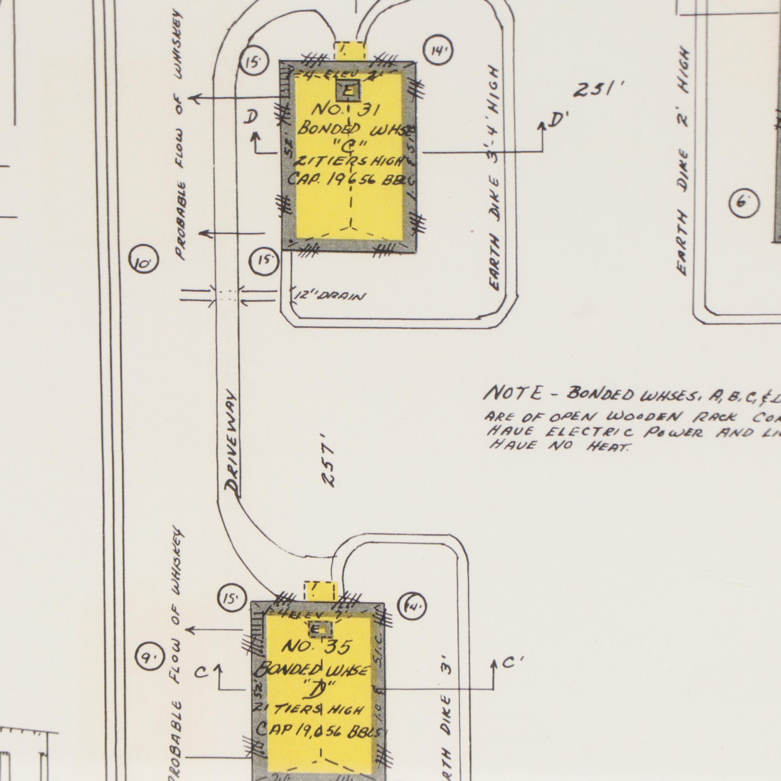 Giclée Blueprint of the Old Boone Distillery Company, Mid 20th Century