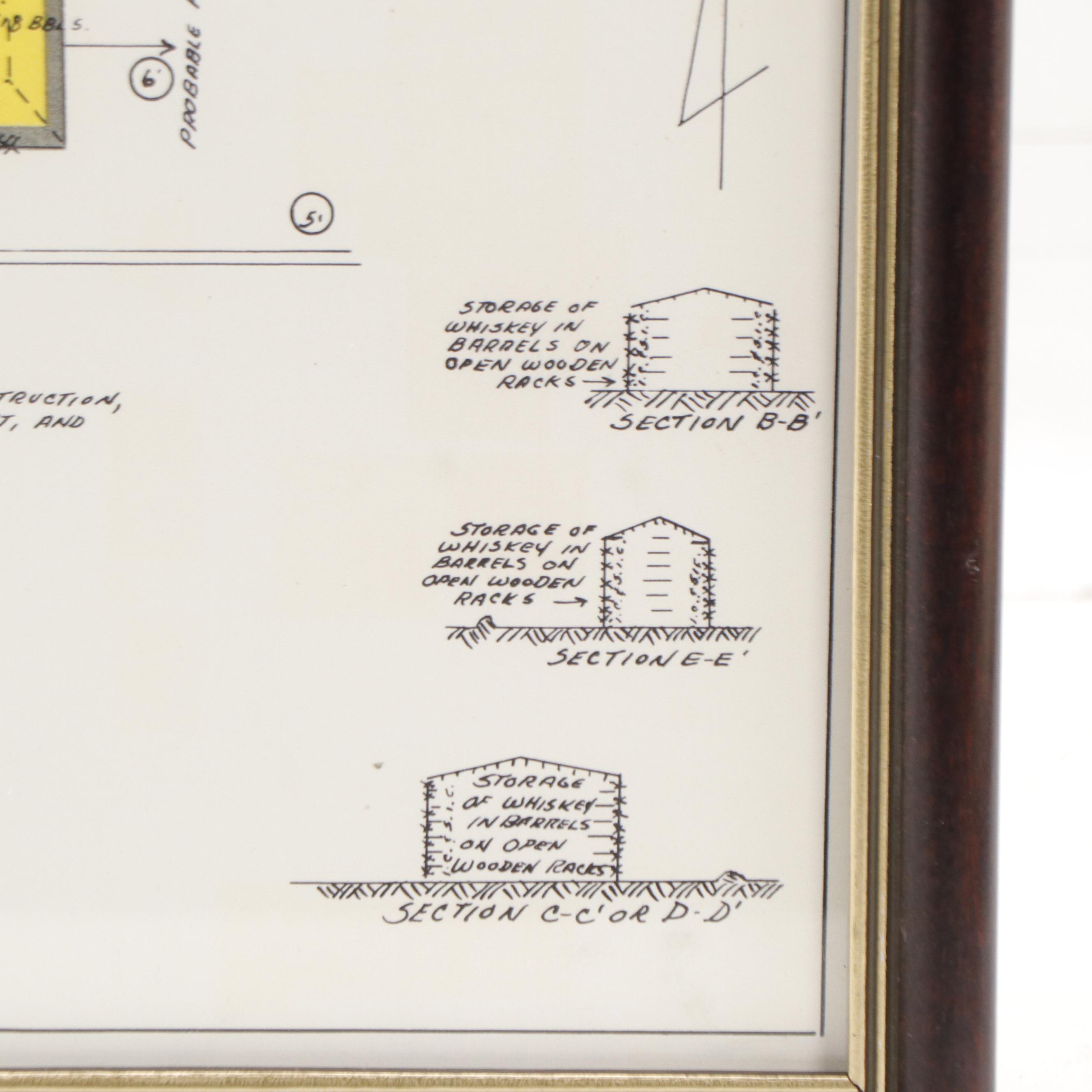 Giclée Blueprint of the Old Boone Distillery Company, Mid 20th Century