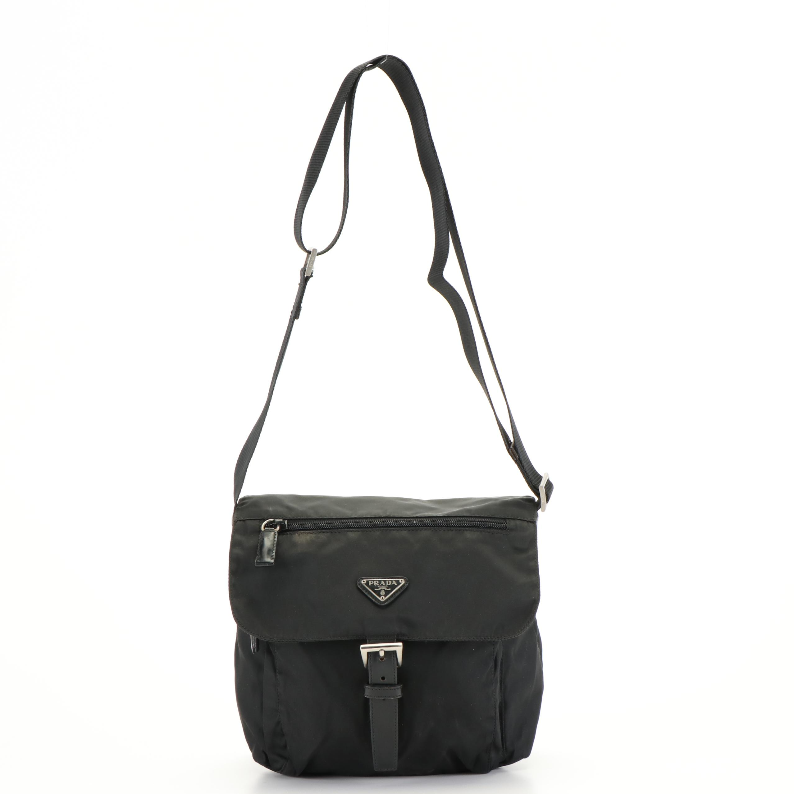 Prada Crossbody Messenger Bag in Black Tessuto Nylon EBTH