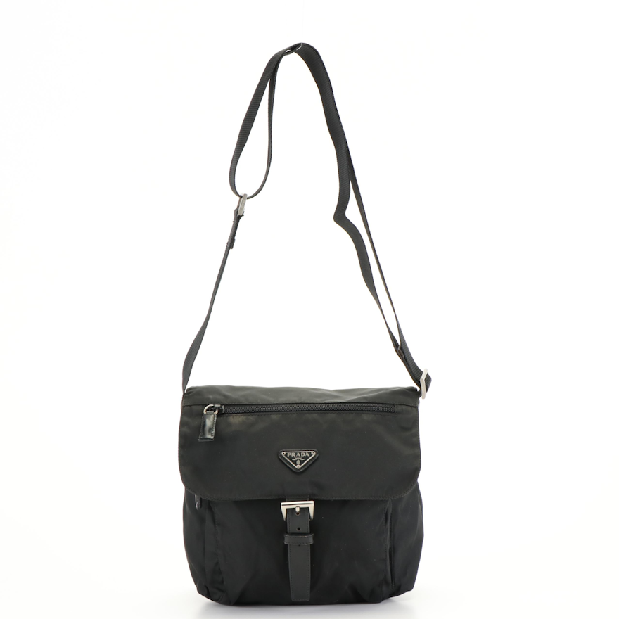 Prada Crossbody Messenger Bag in Black Tessuto Nylon | EBTH