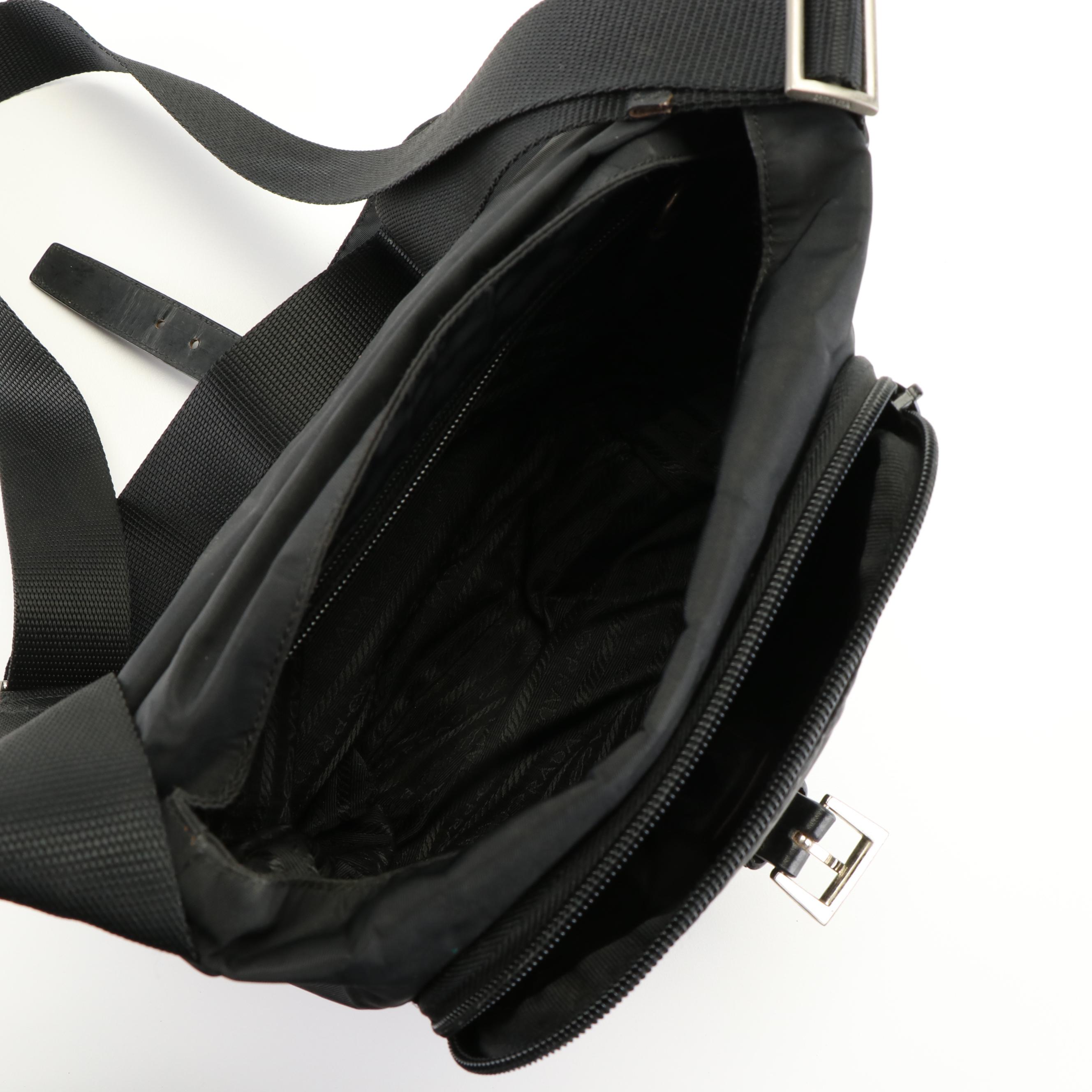 Prada Crossbody Messenger Bag in Black Tessuto Nylon