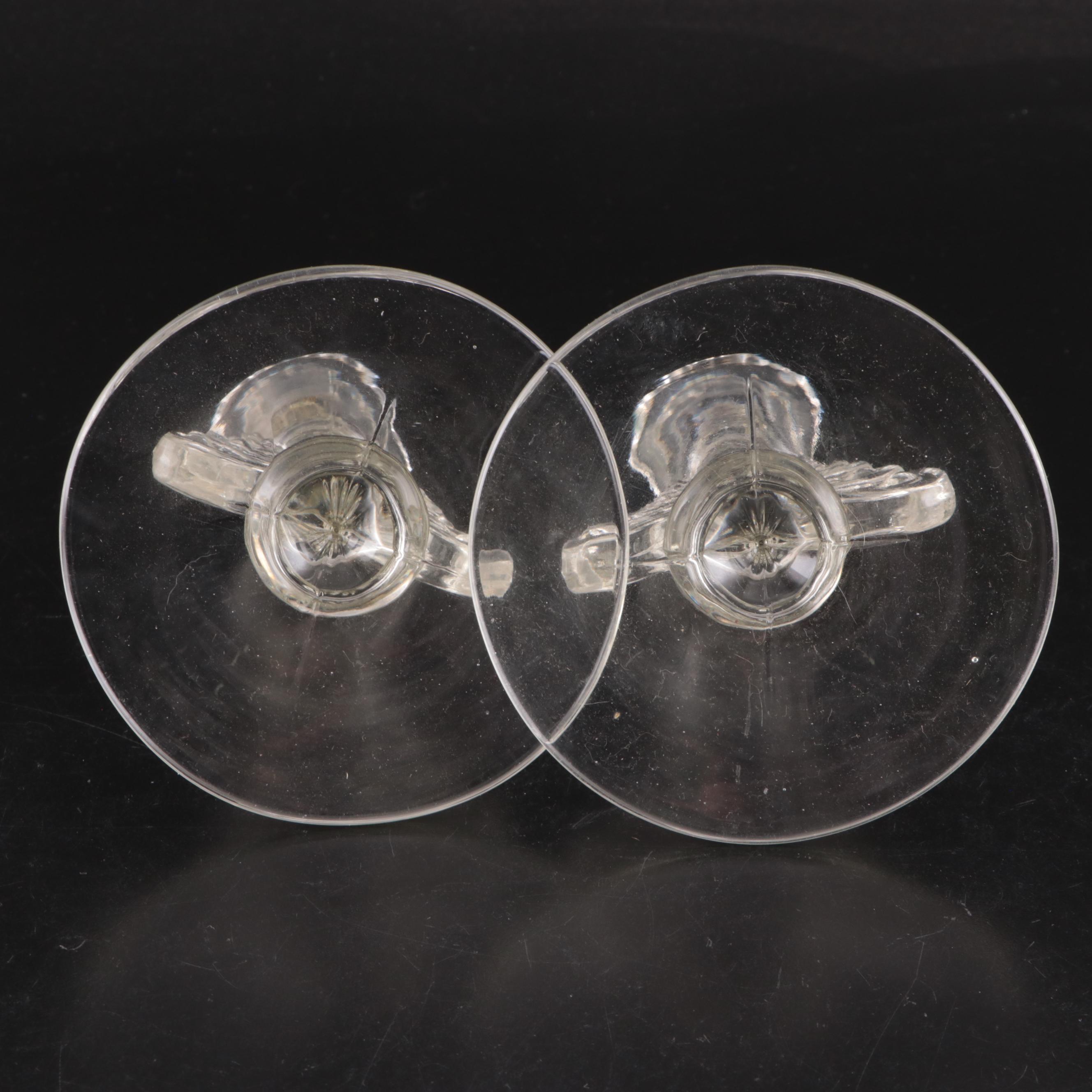 Imperial Glass "Candlewick" and Paden City "Nerva" Pressed Glass Candlesticks