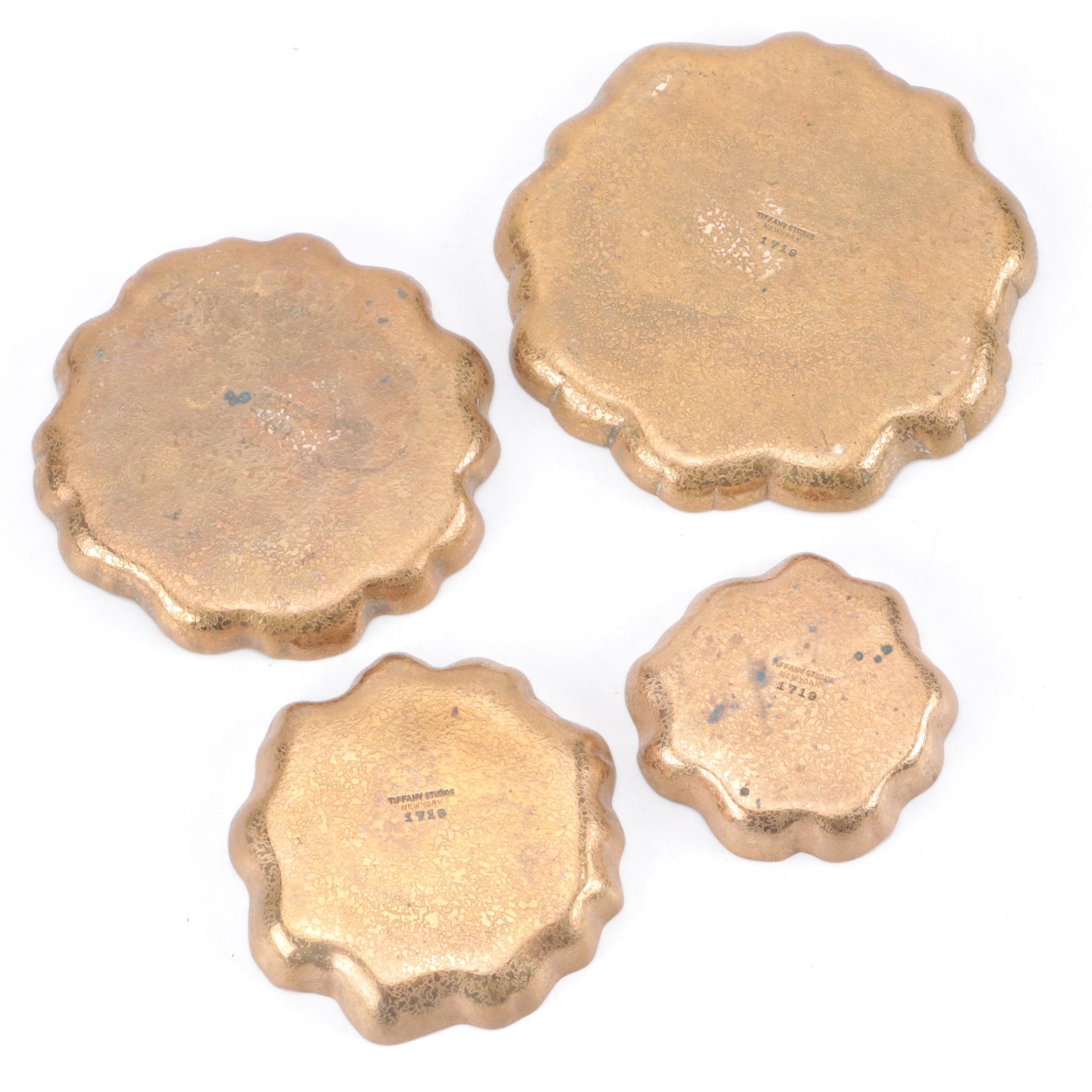 Tiffany Studios Bronze Nesting Trays with Hoffritz Scissor and Letter Opener Set