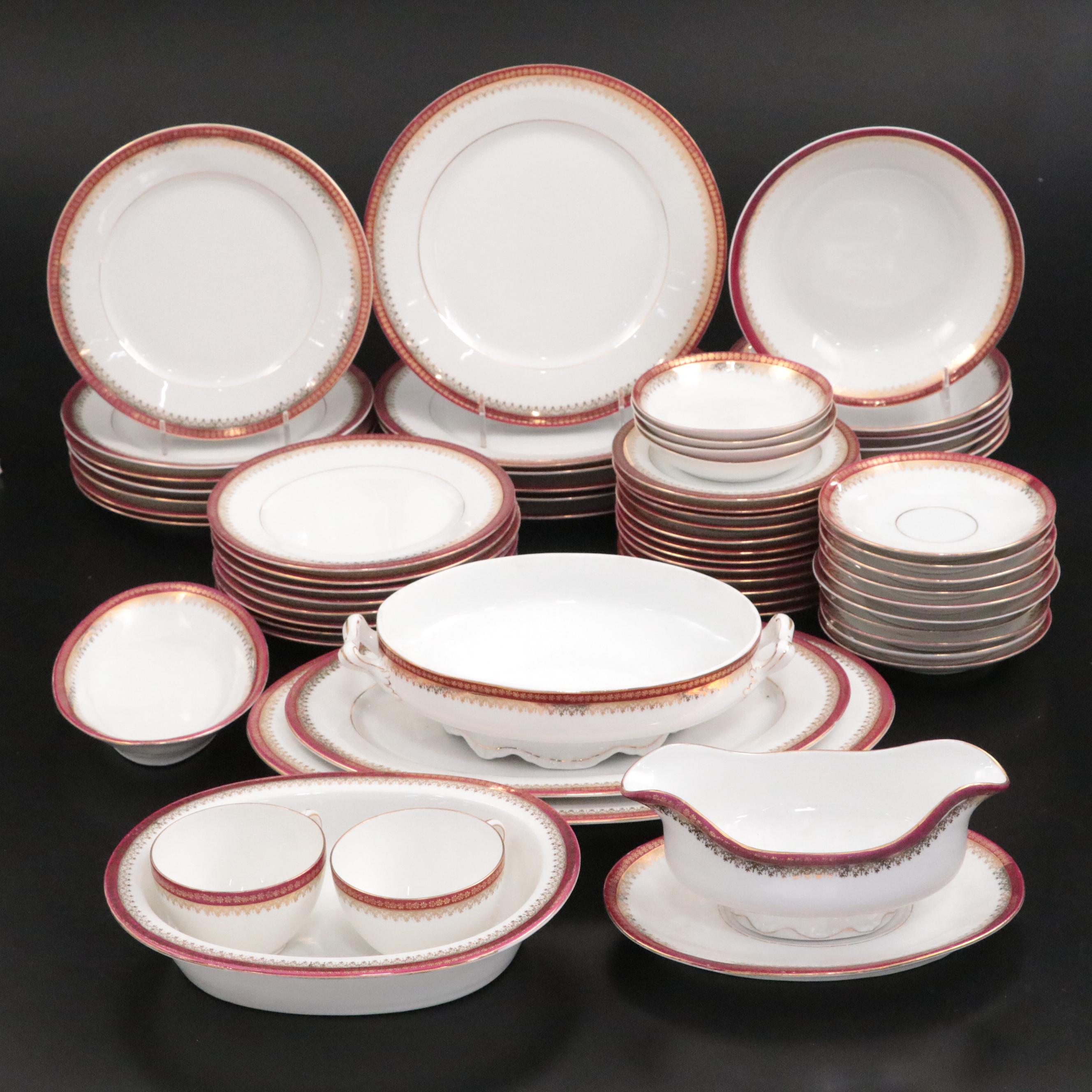 Crown Imperial Austrian Porcelain Dinnerware and Serveware, 20th Century