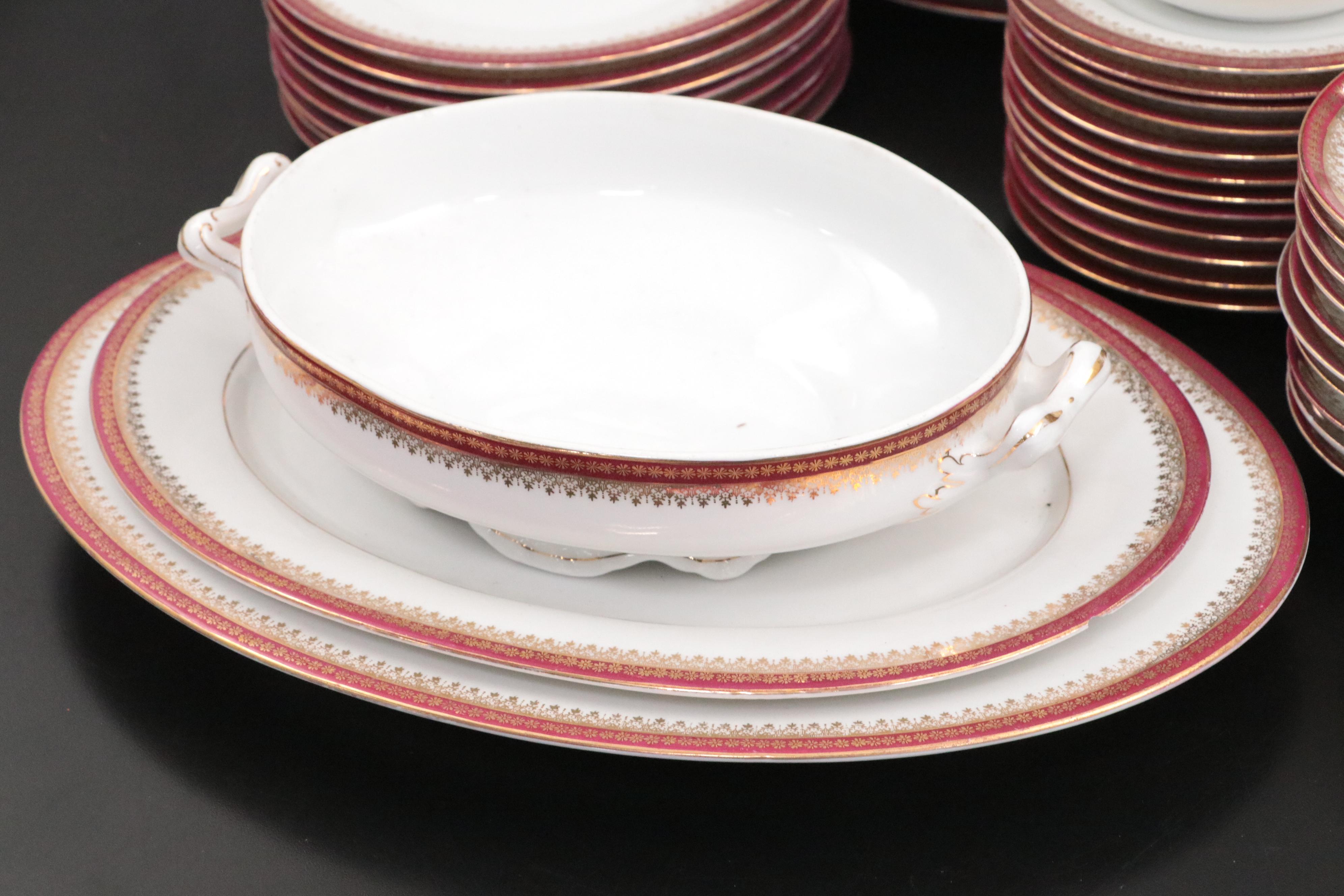 Crown Imperial Austrian Porcelain Dinnerware and Serveware, 20th Century