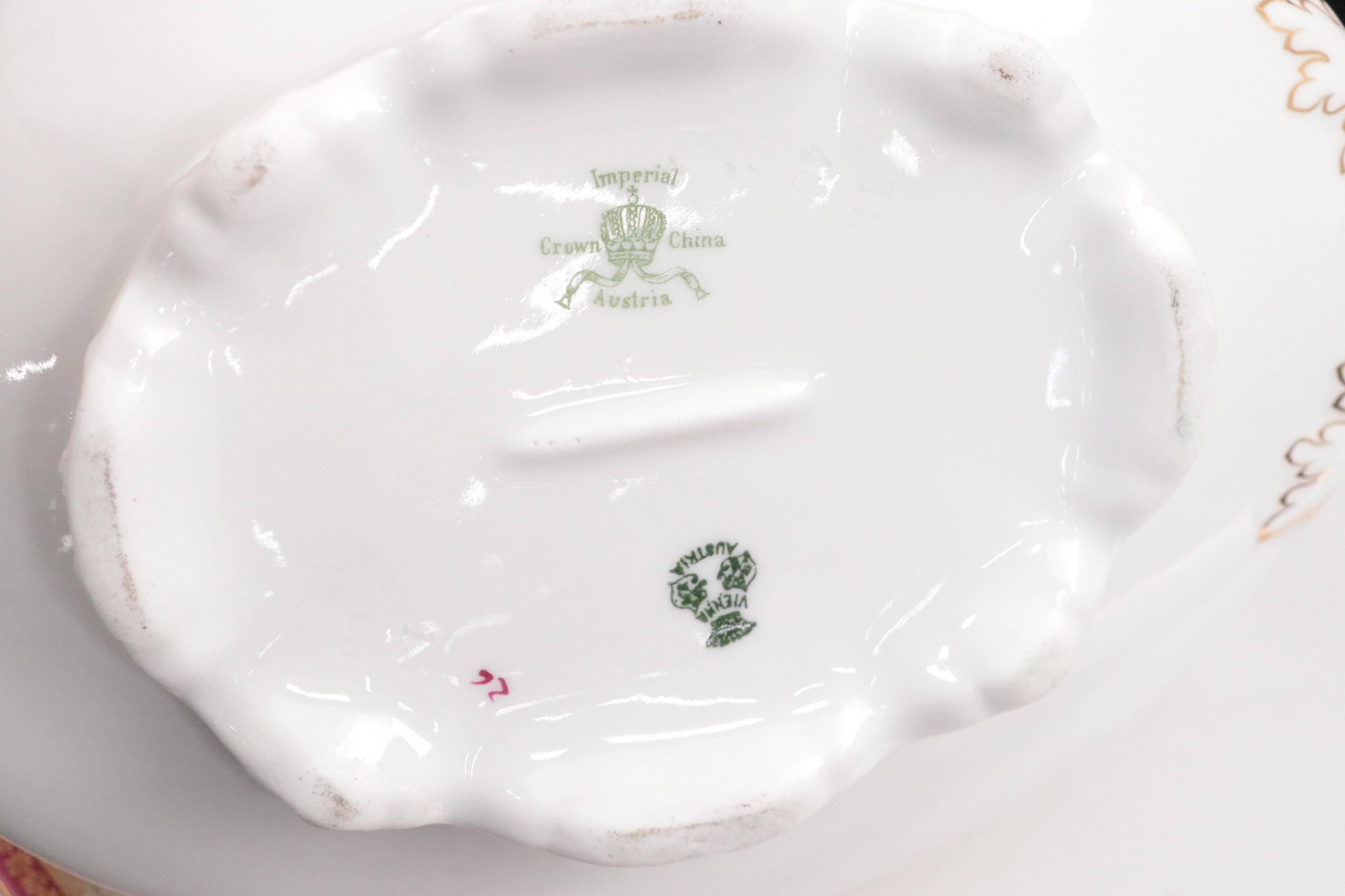 Crown Imperial Austrian Porcelain Dinnerware and Serveware, 20th Century