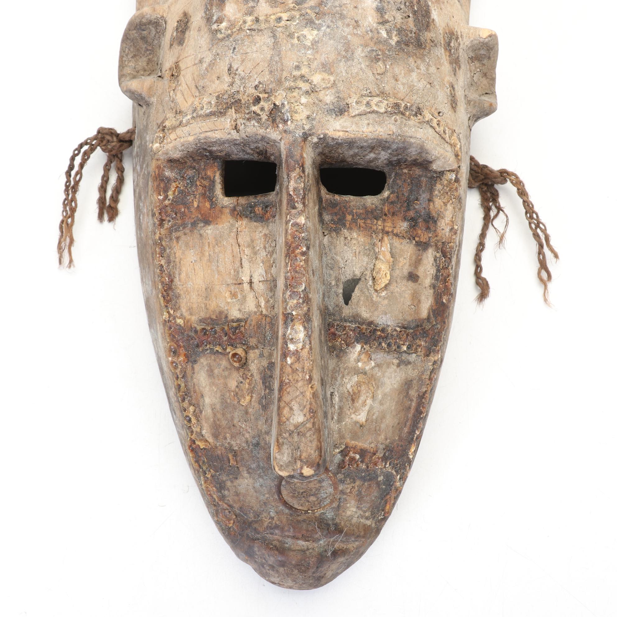 African Bamana Ntomo Style Carved Wood Mask