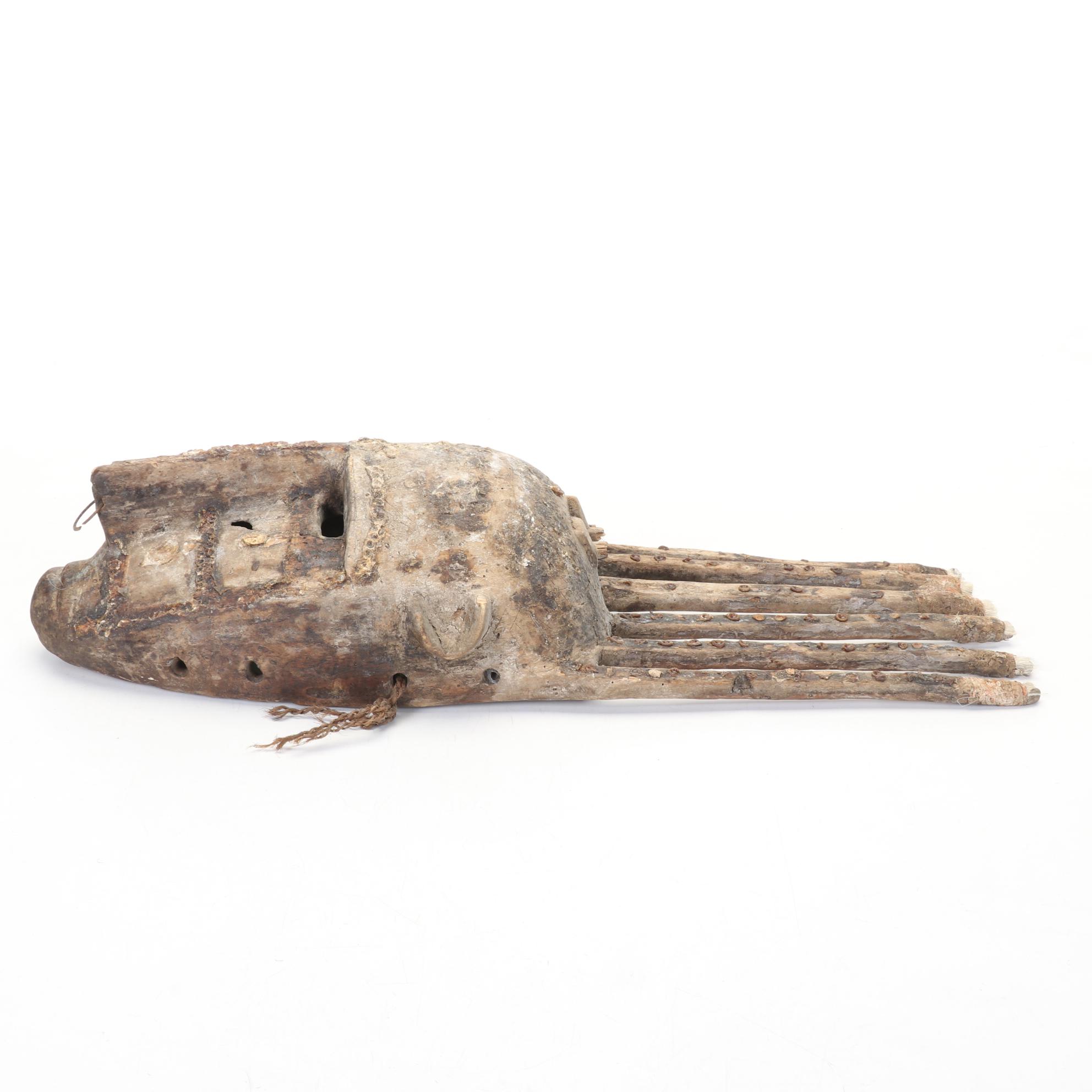 African Bamana Ntomo Style Carved Wood Mask