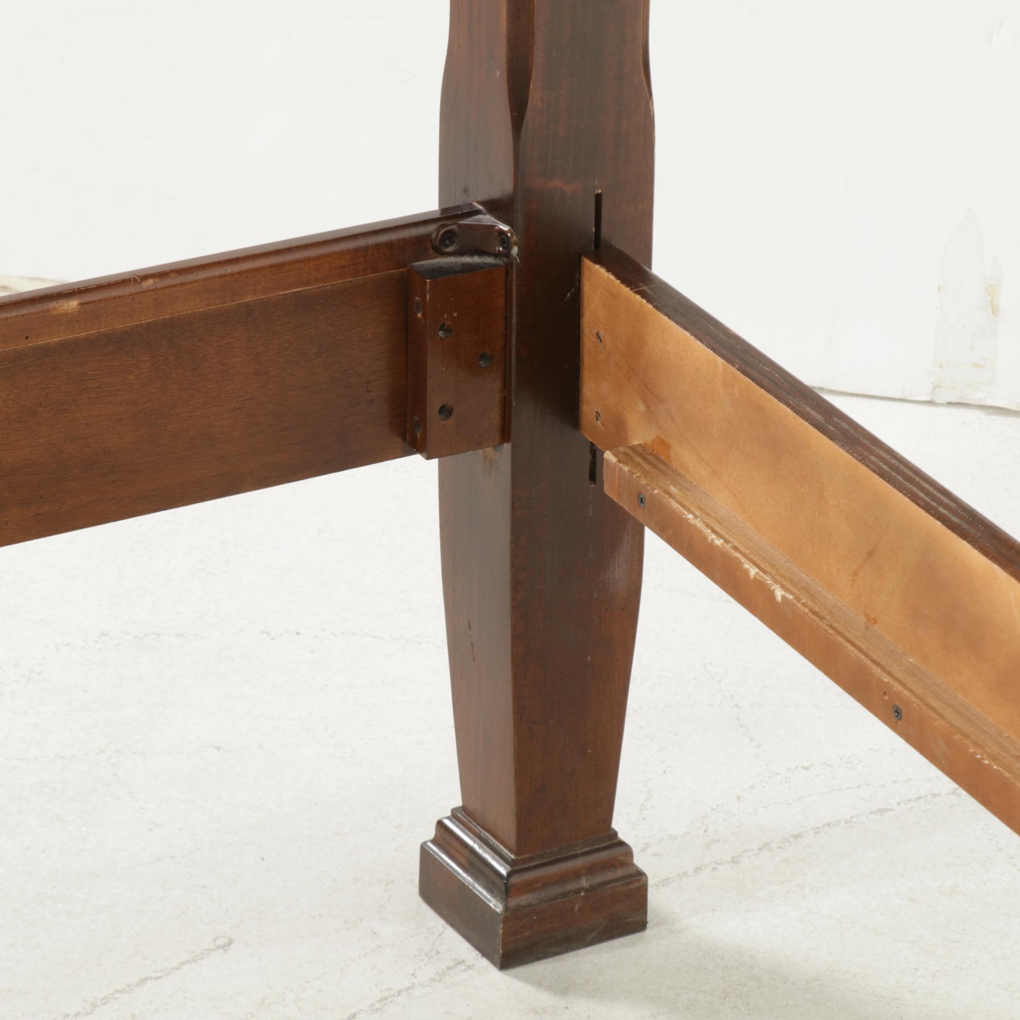 Federal Style King Size Rice-Carved Cherrywood Four Poster Bed Frame