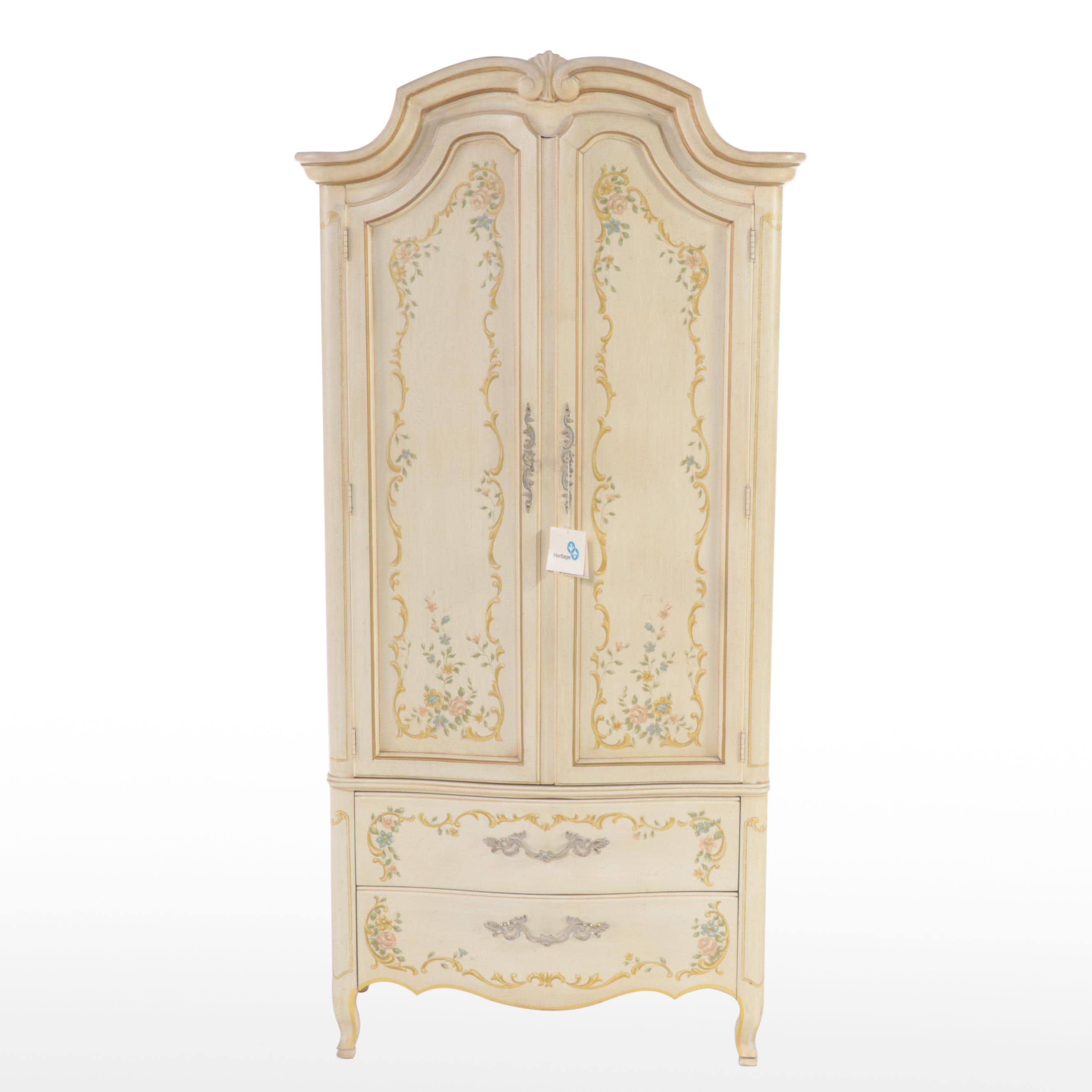Drexel Heritage "Venetian" Louis XV Style Paint-Decorated Armoire