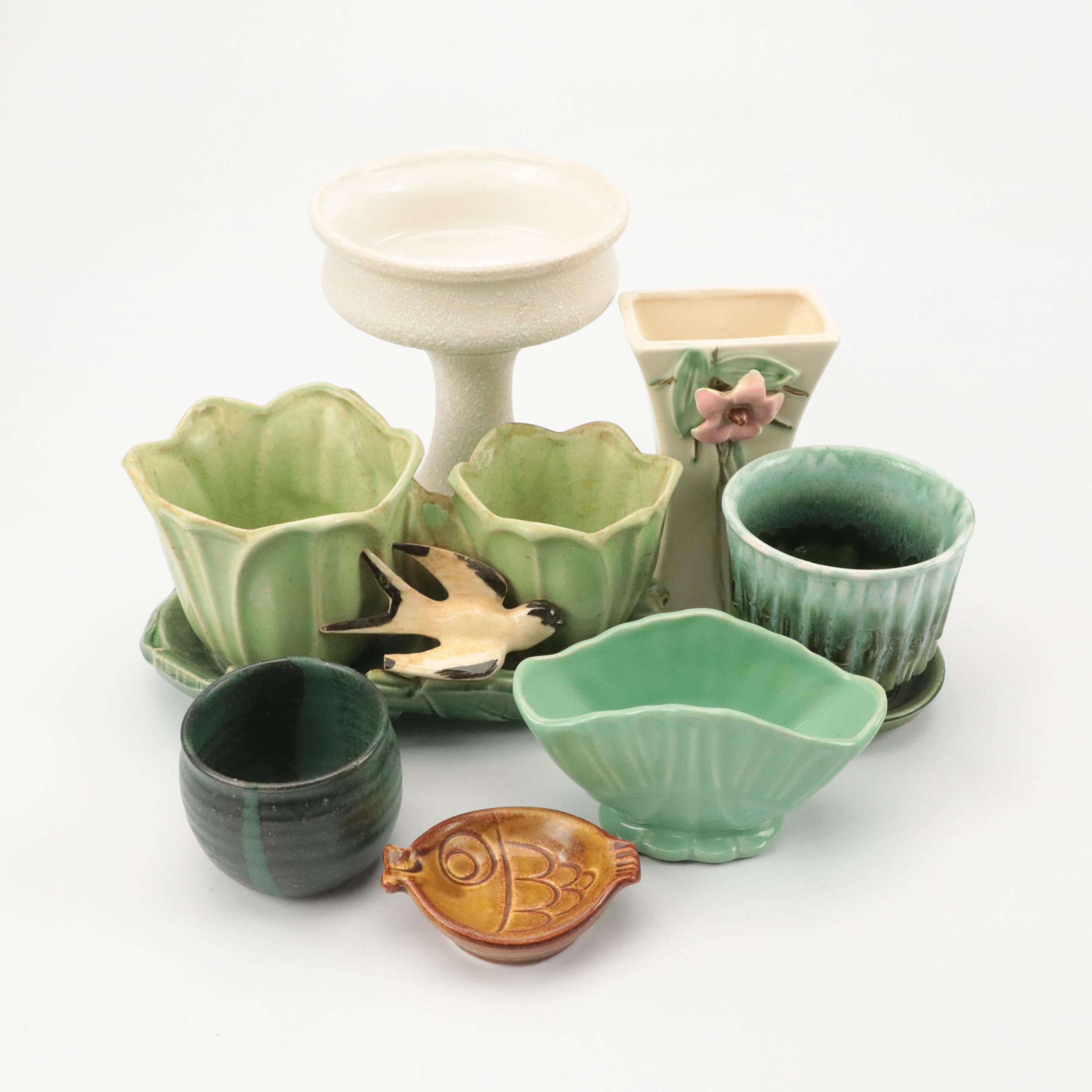 McCoy Pottery Flying Bird Double Planter with Other Art Pottery