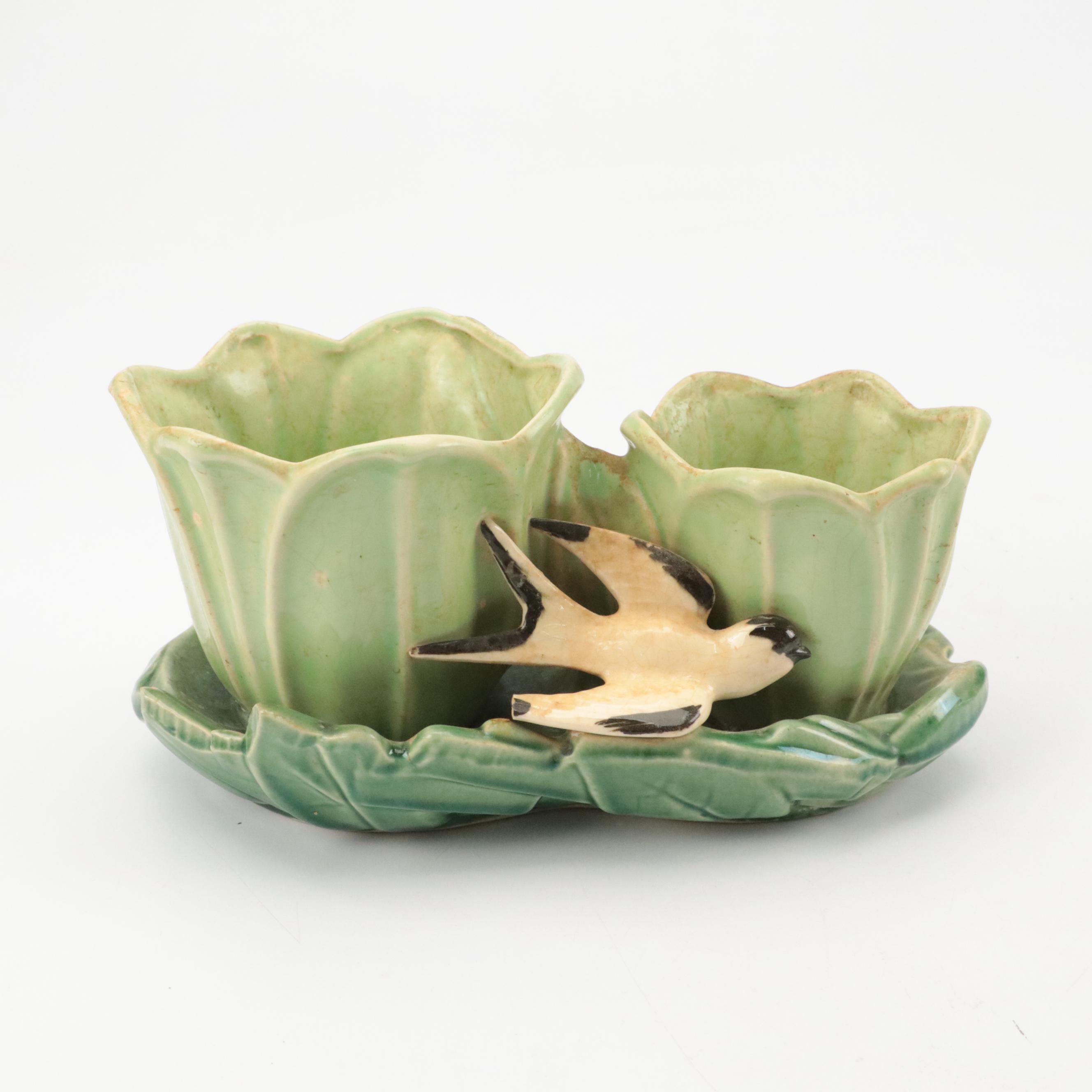 McCoy Pottery Flying Bird Double Planter with Other Art Pottery