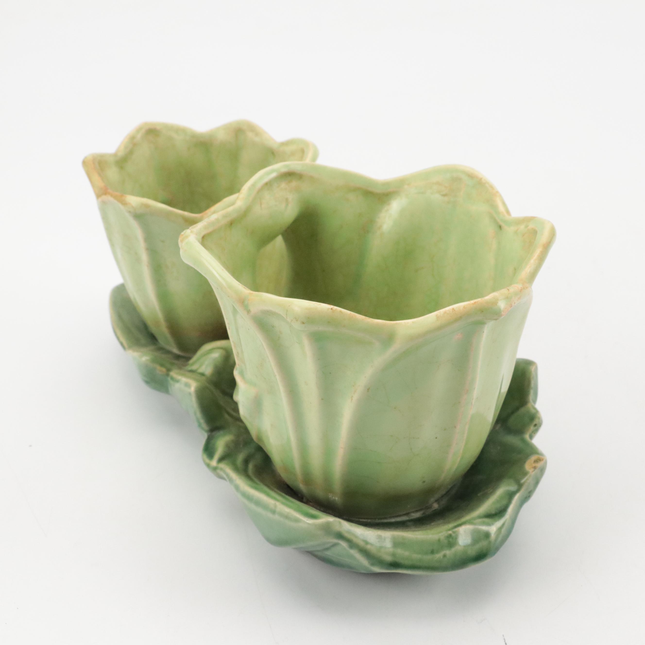 McCoy Pottery Flying Bird Double Planter with Other Art Pottery