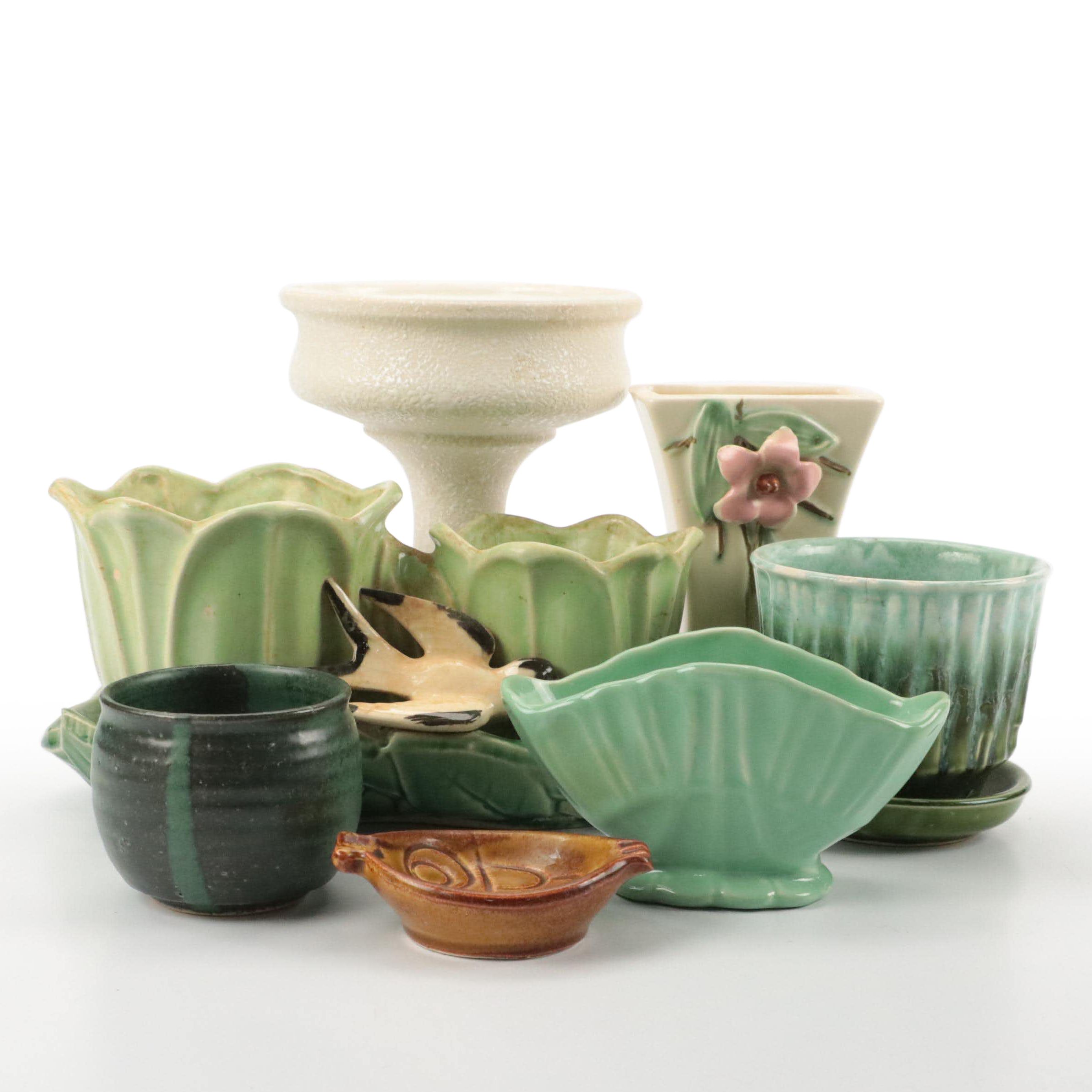 McCoy Pottery Flying Bird Double Planter with Other Art Pottery
