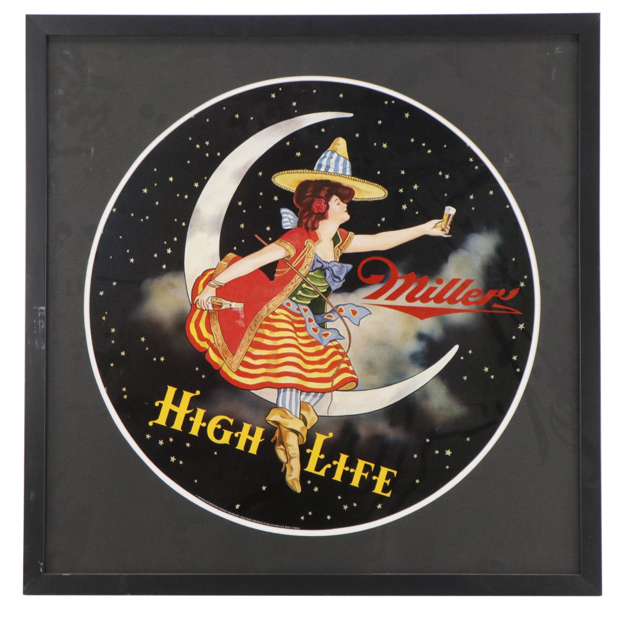 Vintage Advertising Offset Lithograph Poster for Miller High Life