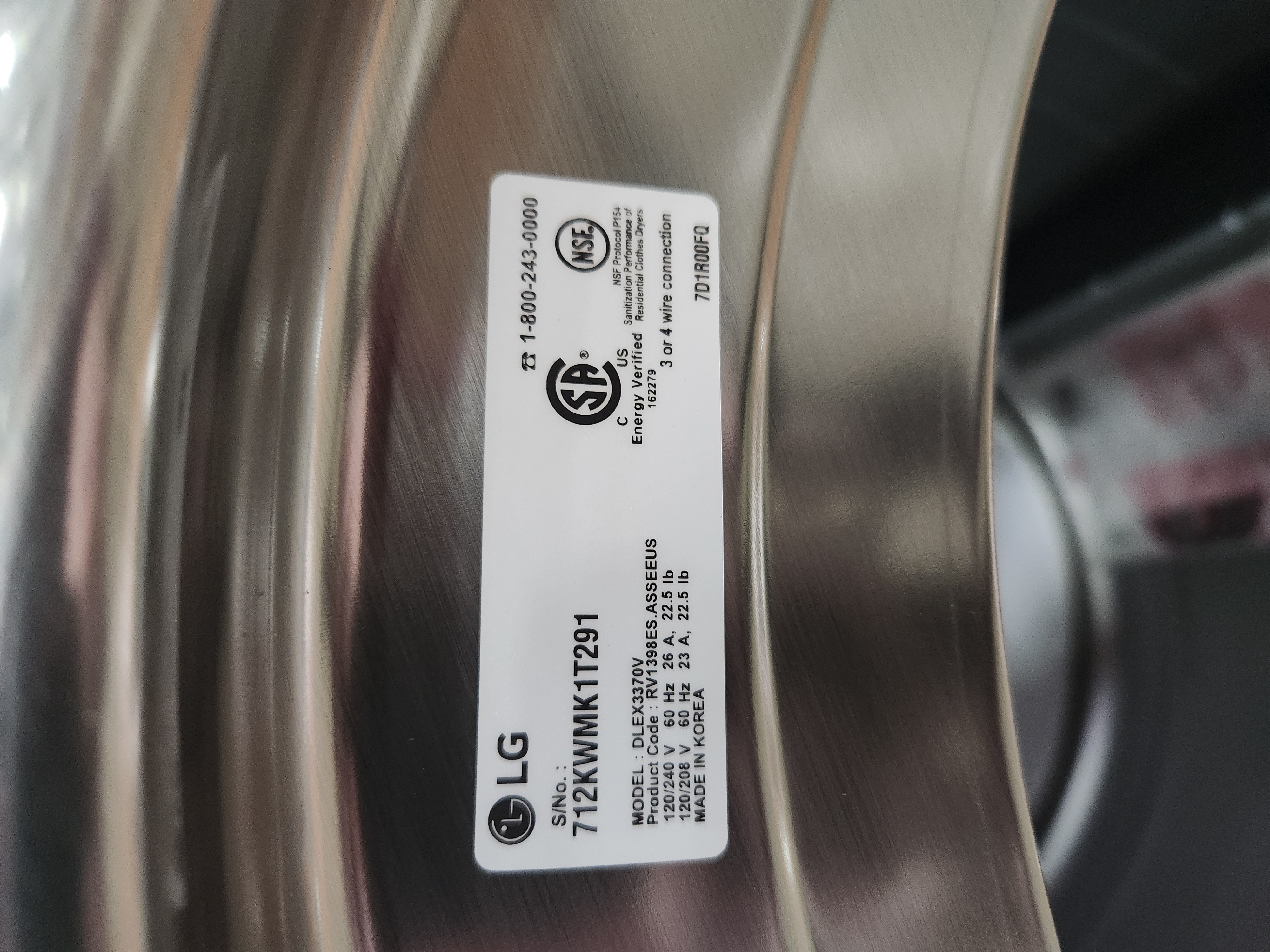 LG 7.4 Cu. Ft. Graphite True Stream Sensor Dry TrueSteam Dryer