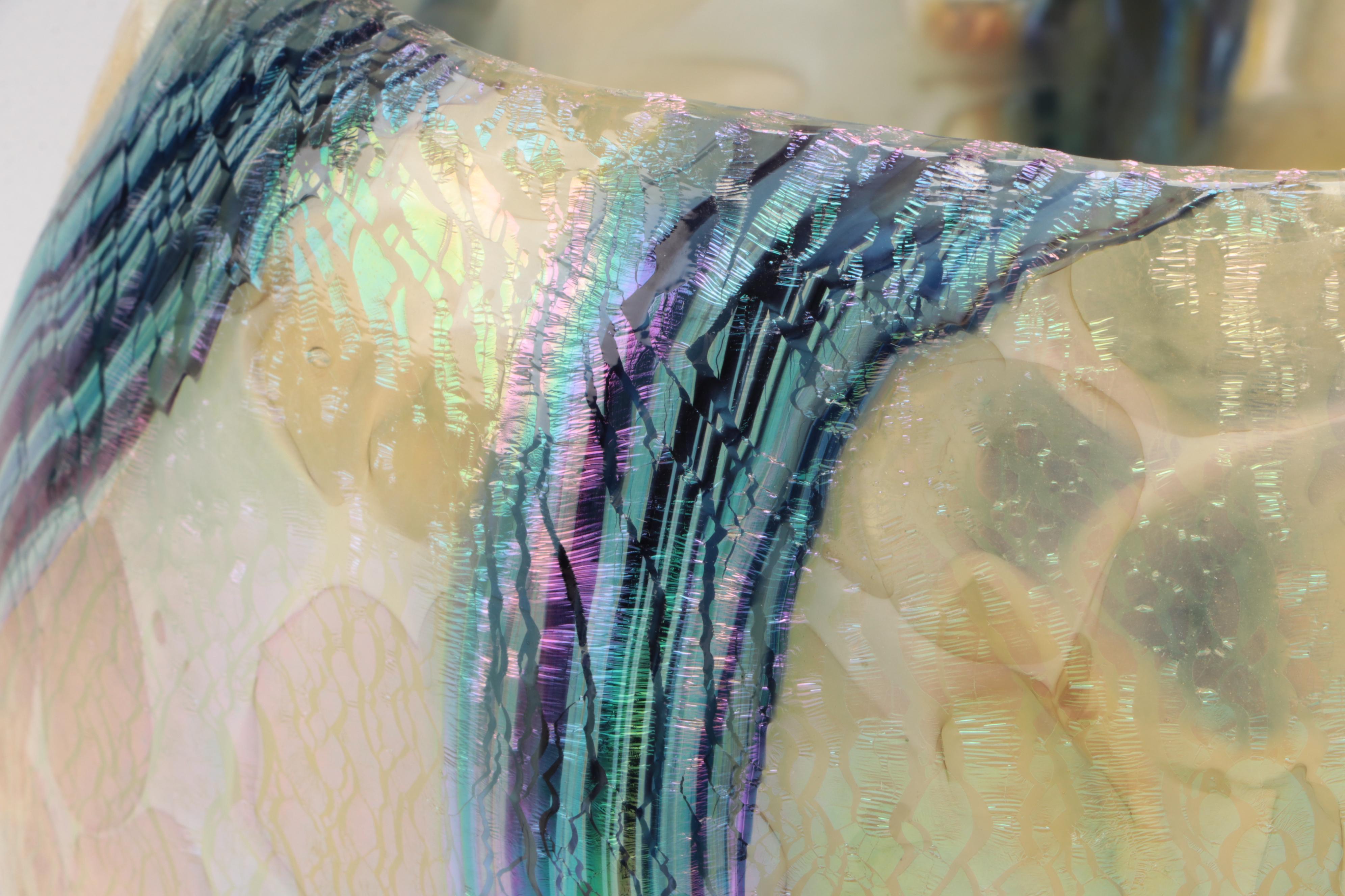 Robert Eickholt "Coral Ribbon" Handblown Iridescent Studio Art Glass Vase, 2013