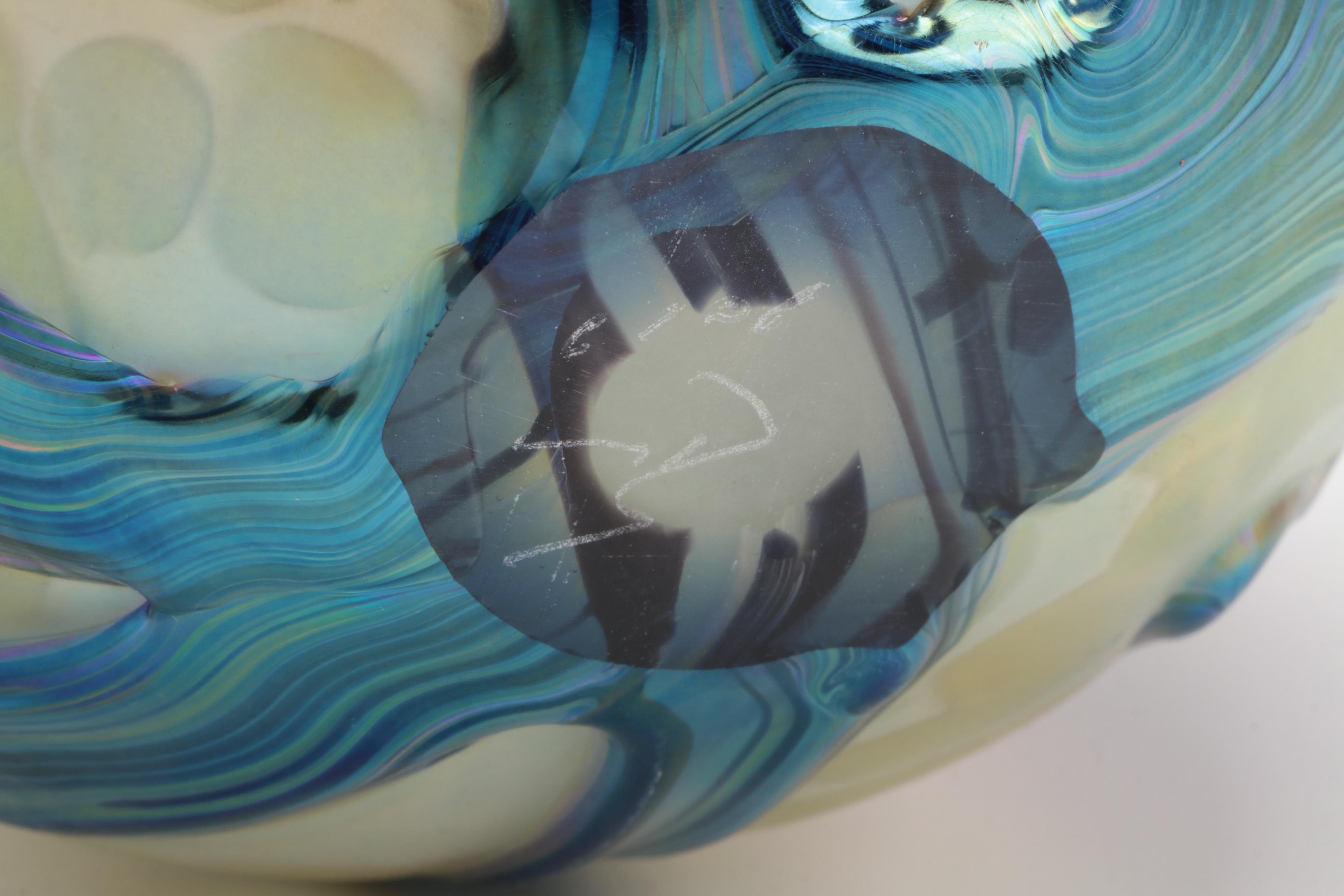 Robert Eickholt "Coral Ribbon" Handblown Iridescent Studio Art Glass Vase, 2013