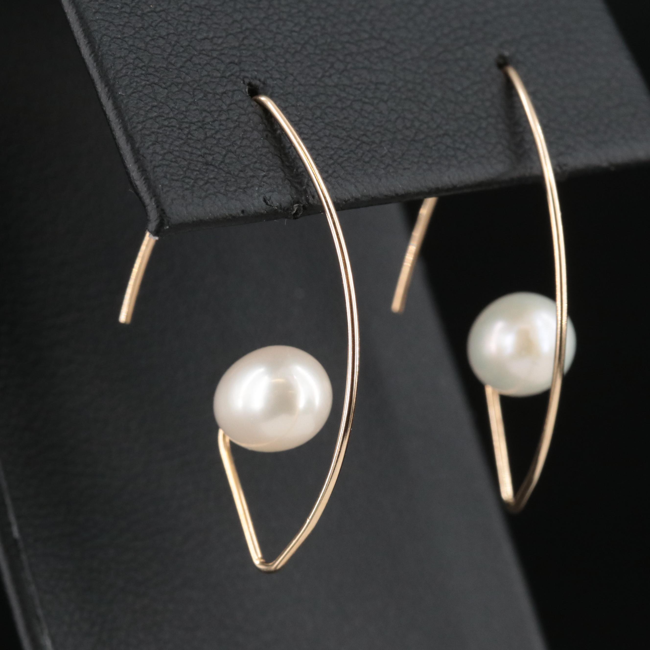 14K Pearl Drop Earrings
