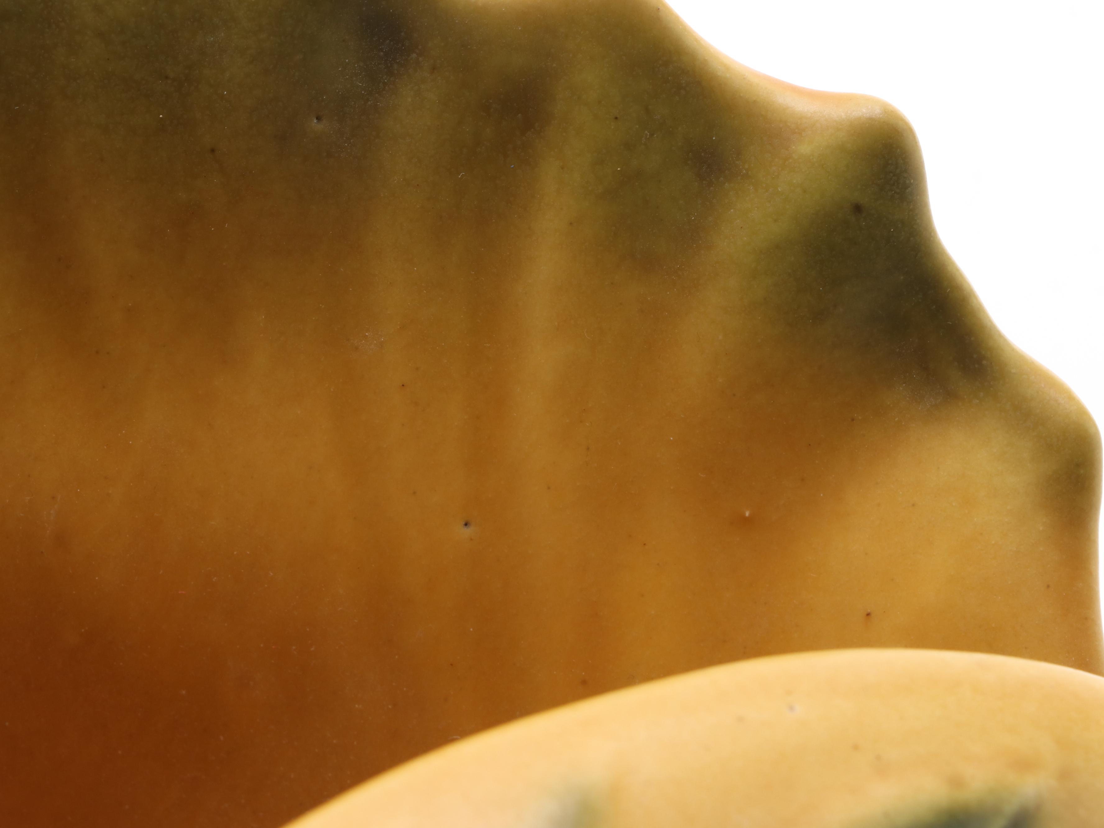 Roseville "Peony Sienna Yellow" Ceramic Conch Shell Planter, Mid-20th Century