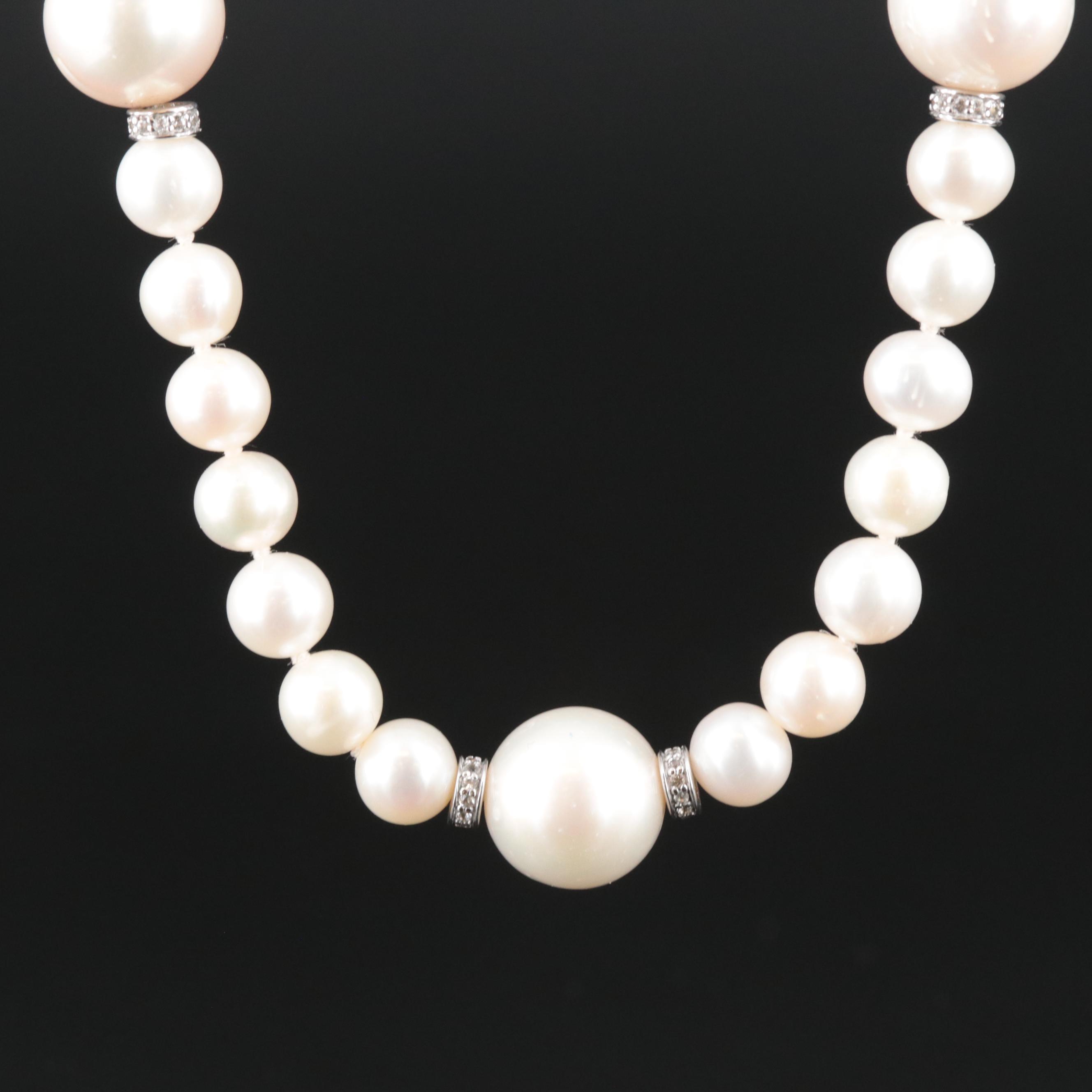 Sterling Pearl and White Topaz Necklace