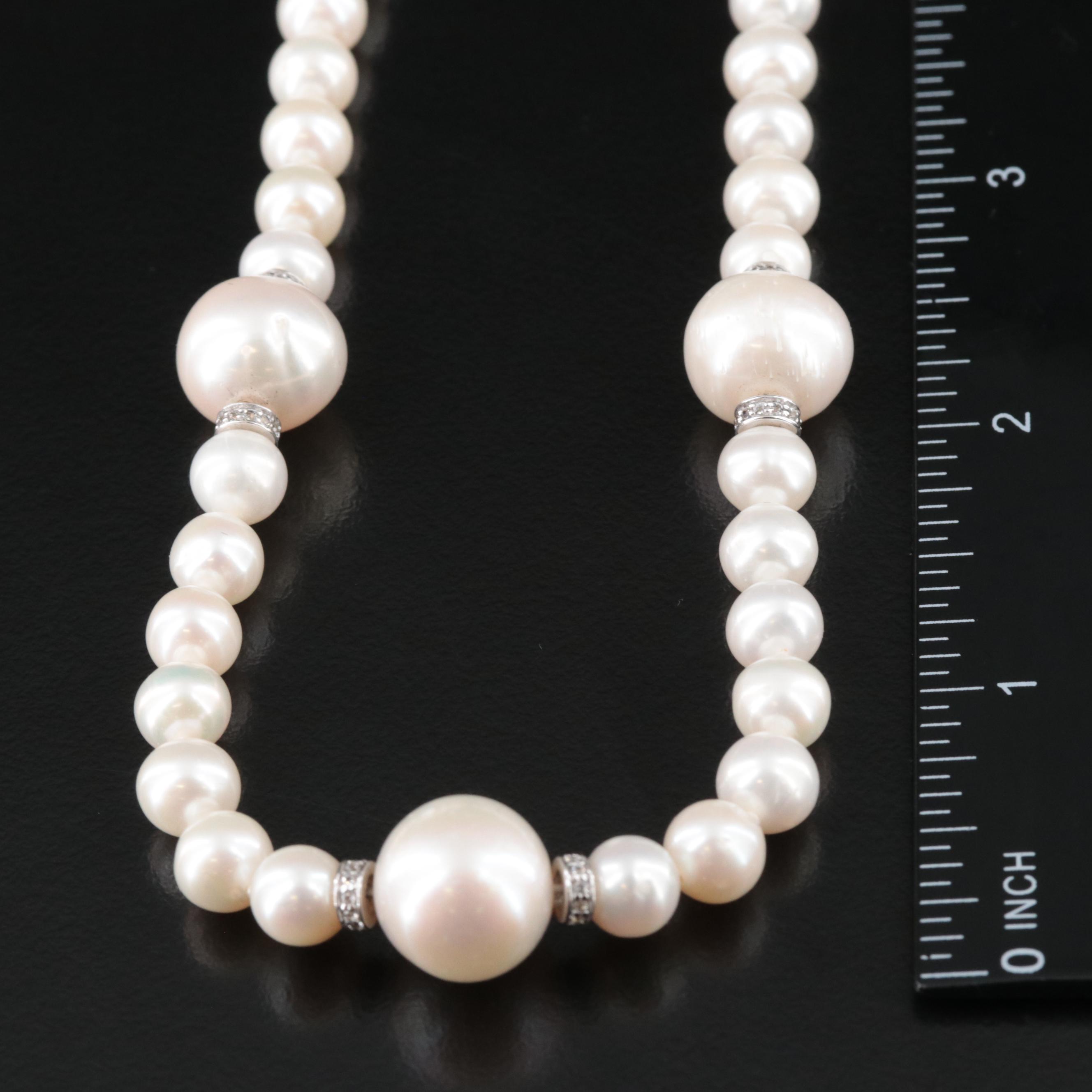 Sterling Pearl and White Topaz Necklace