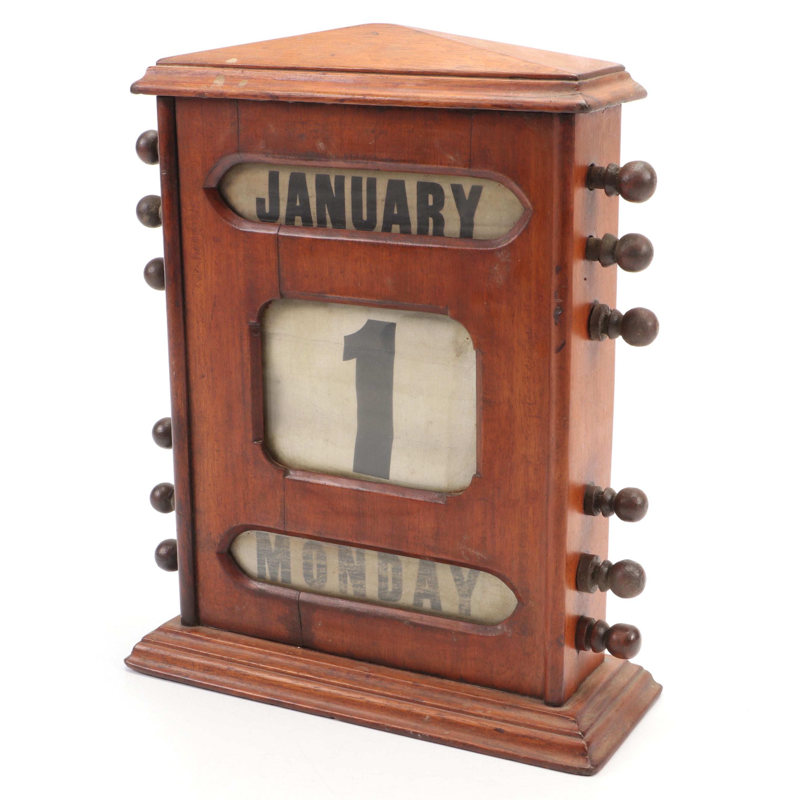 Wooden Tabletop Scroll Perpetual Calendar