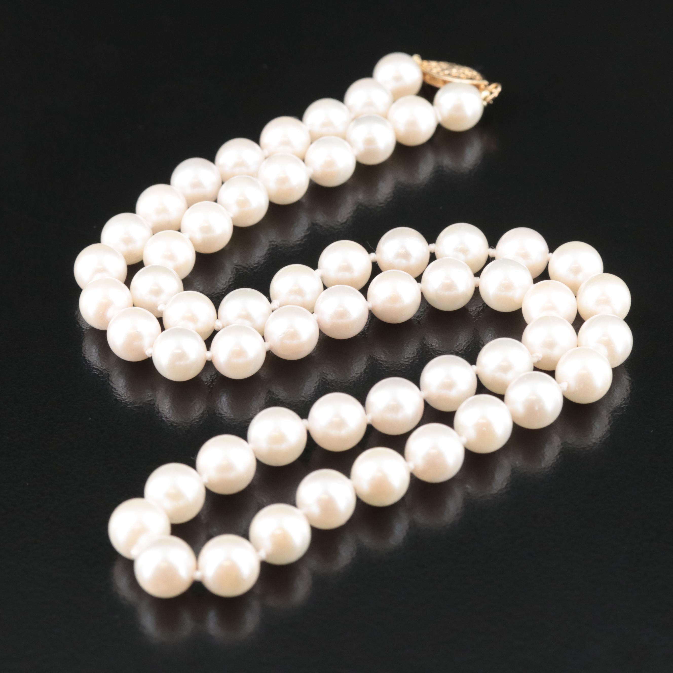 Pearl Necklace with 14K Clasp