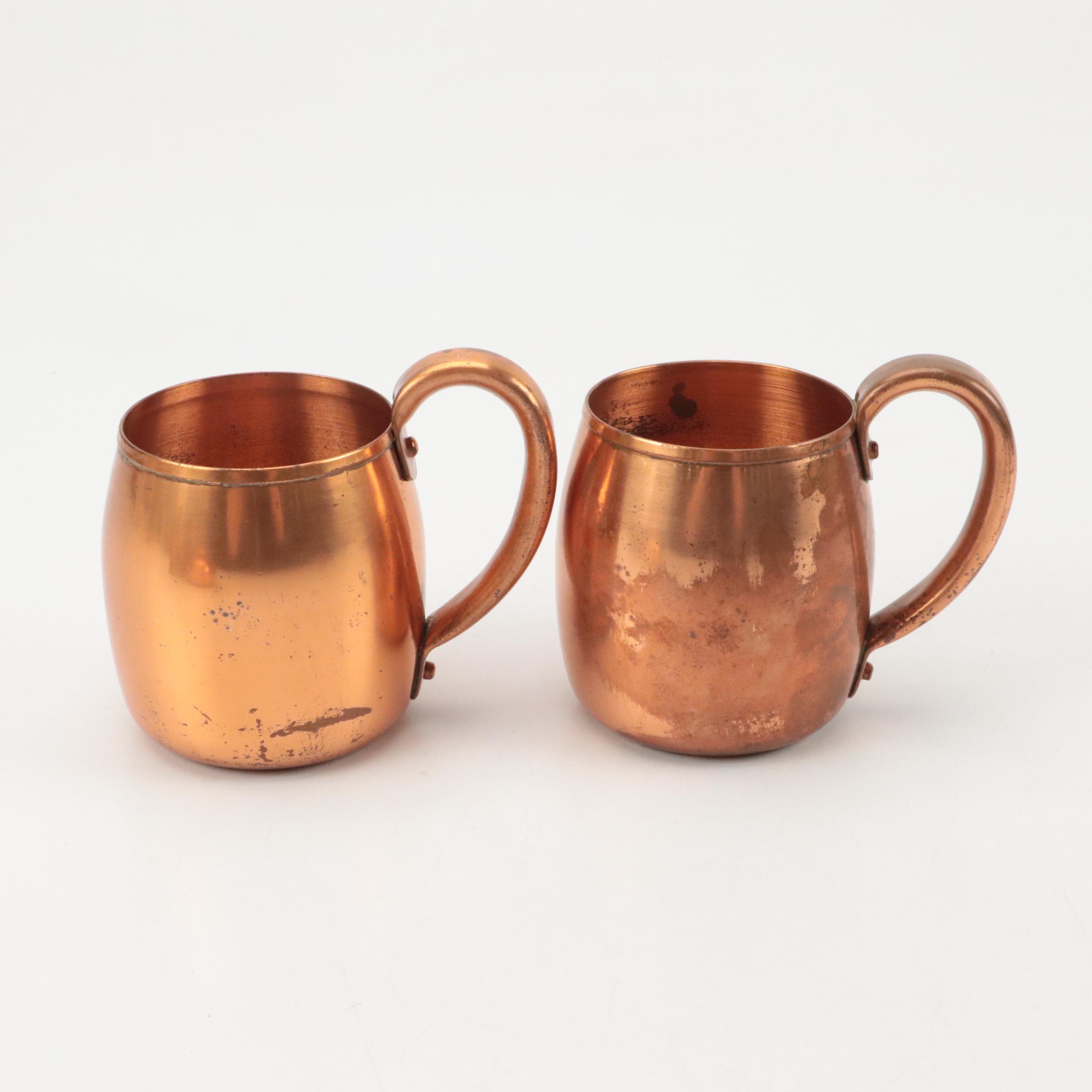 Gregorian Copper Ashtray with Other Copper Kettles and Kitchenware