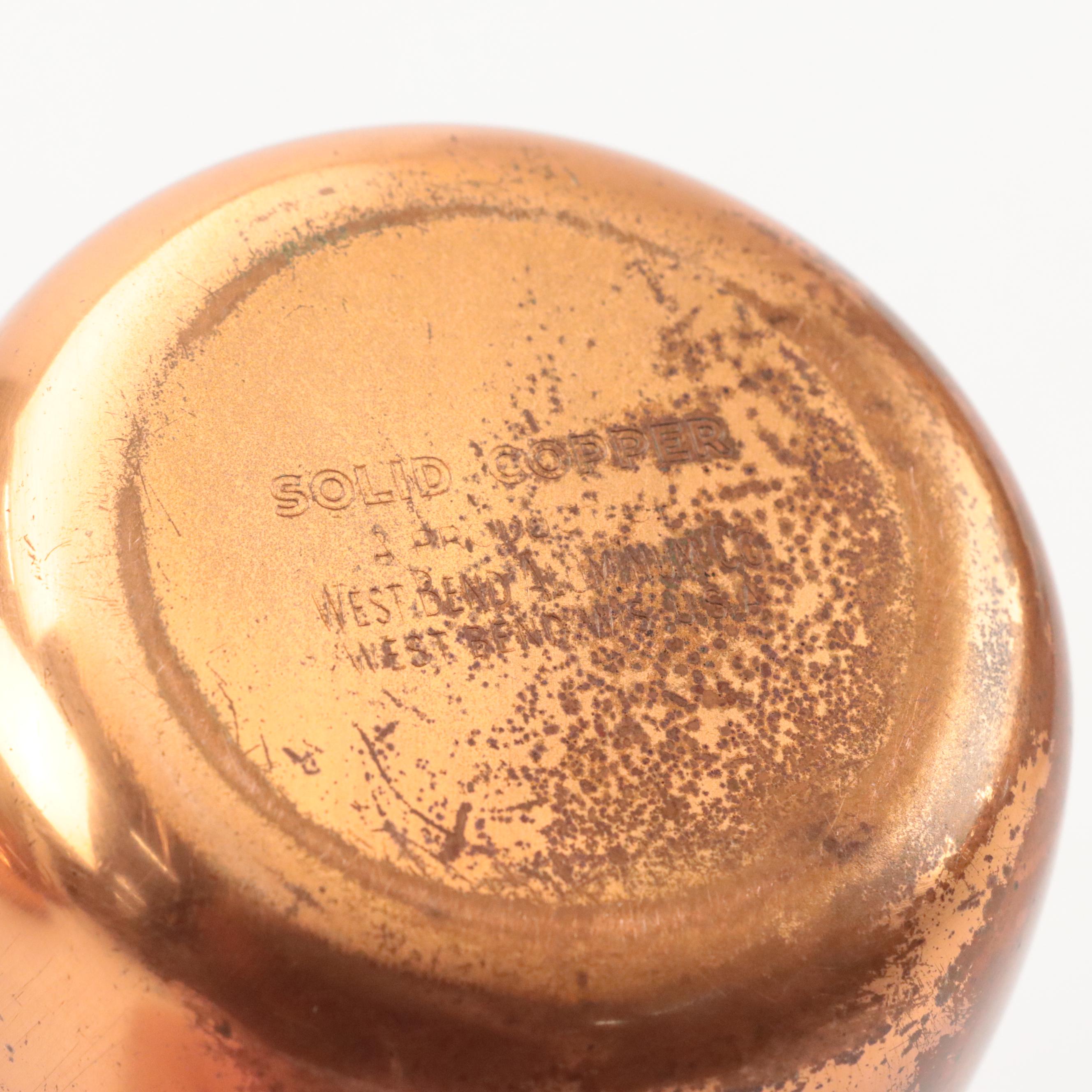 Gregorian Copper Ashtray with Other Copper Kettles and Kitchenware