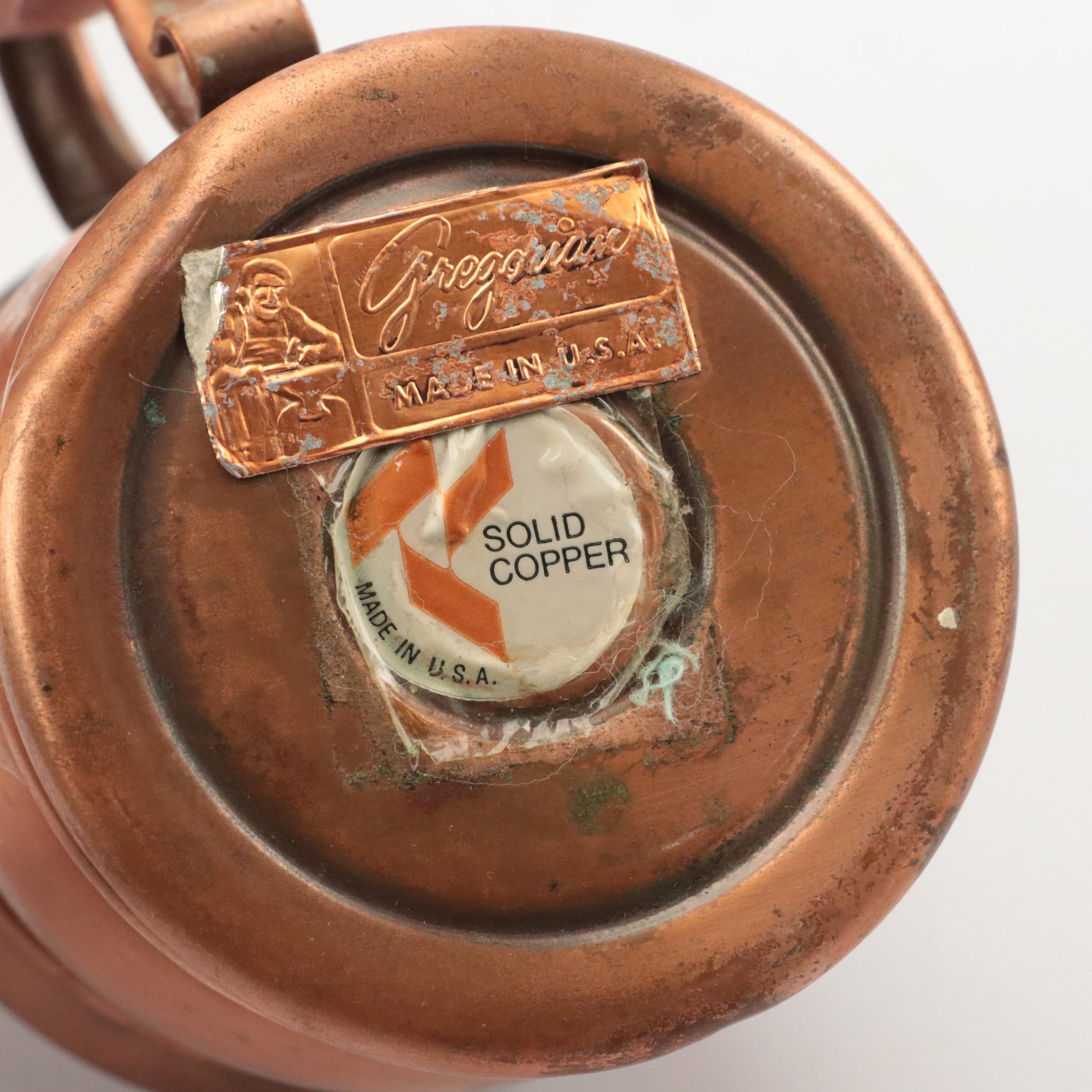 Gregorian Copper Ashtray with Other Copper Kettles and Kitchenware
