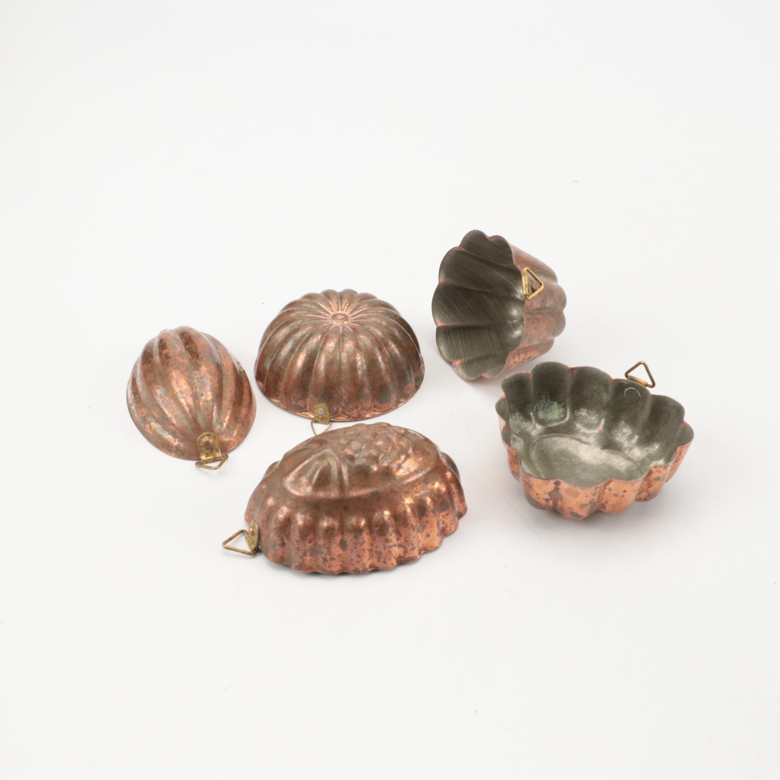 Gregorian Copper Ashtray with Other Copper Kettles and Kitchenware