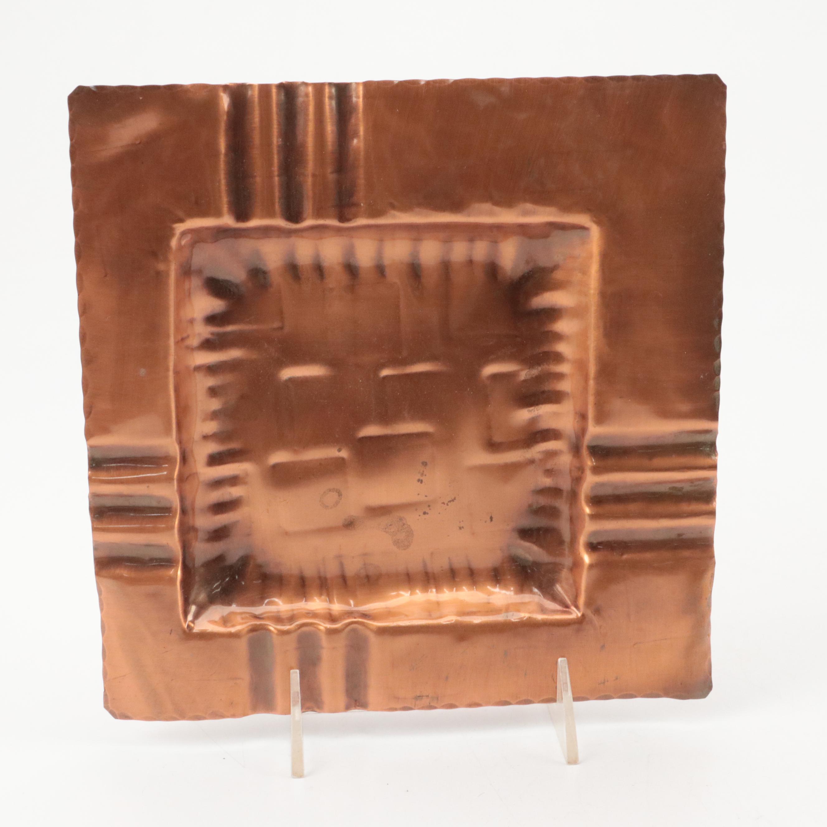 Gregorian Copper Ashtray with Other Copper Kettles and Kitchenware