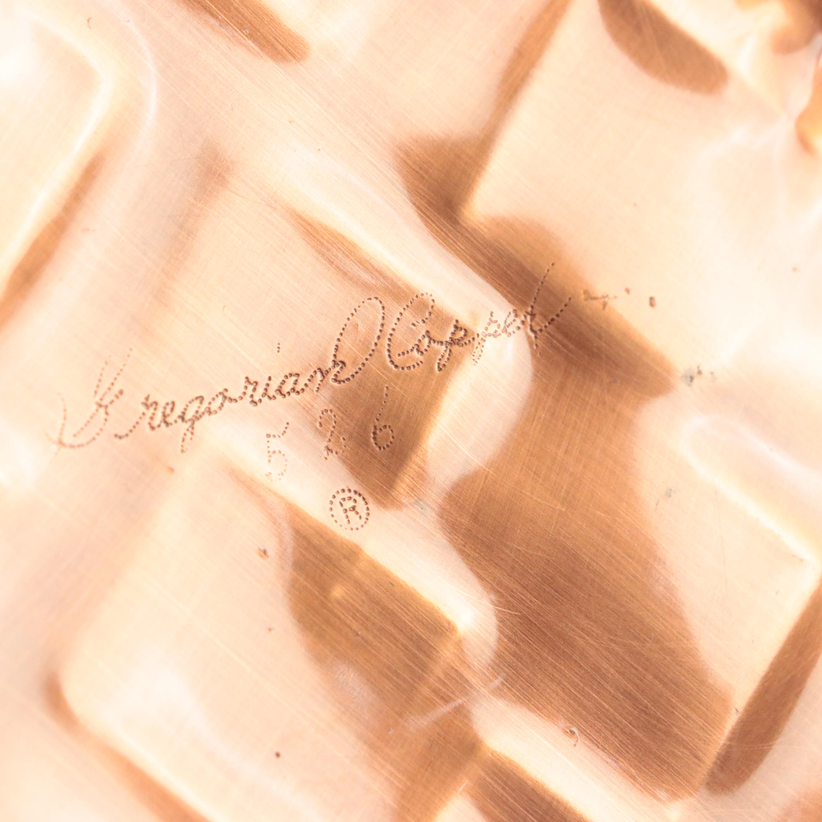 Gregorian Copper Ashtray with Other Copper Kettles and Kitchenware