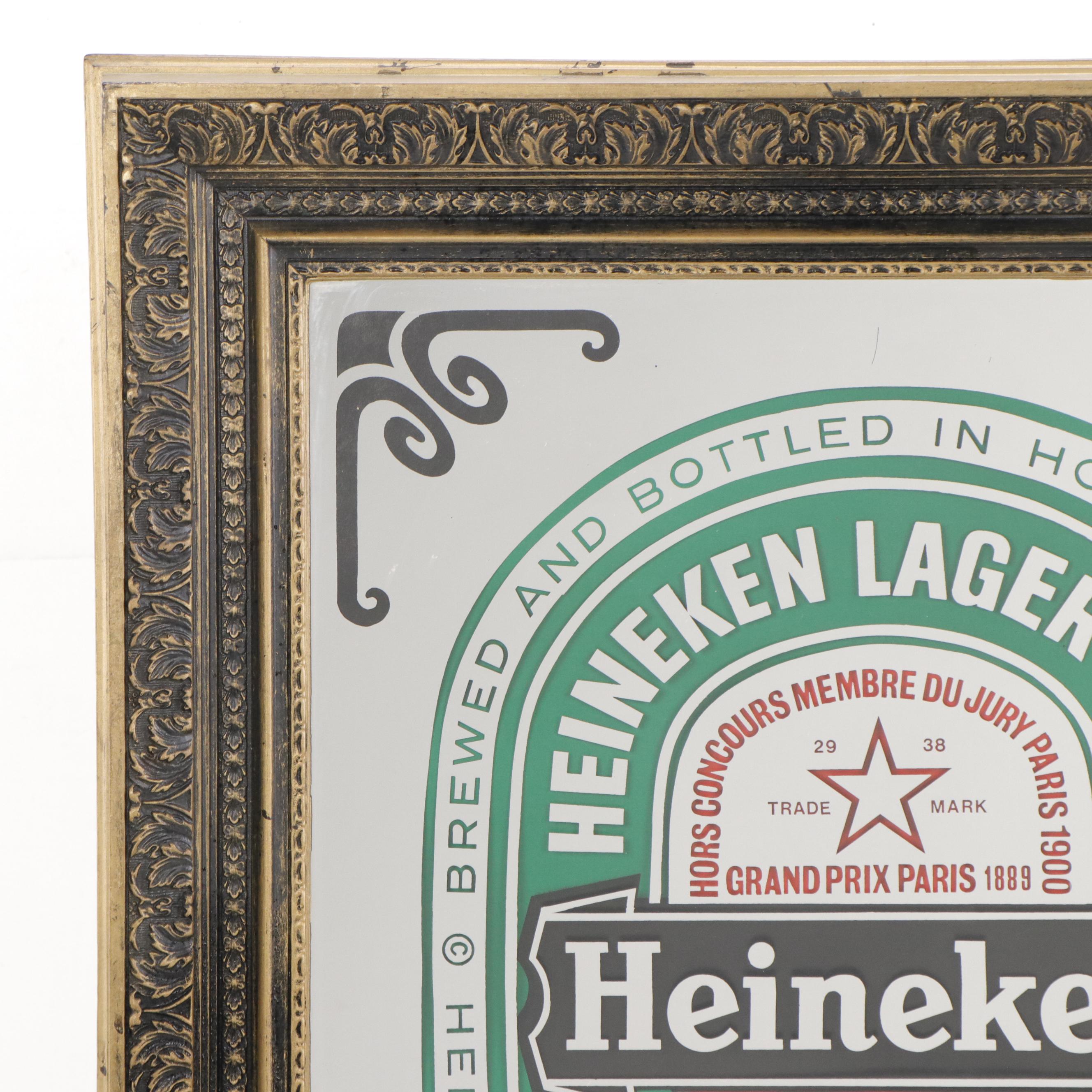 Heineken Lager Beer Wall-Hanging Mirror Advertisement Sign