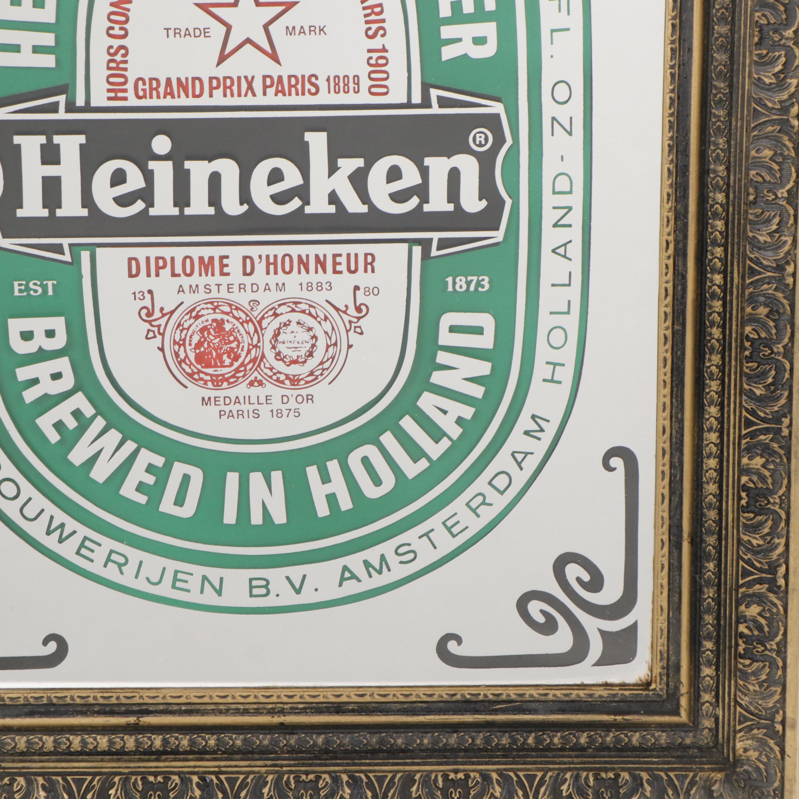 Heineken Lager Beer Wall-Hanging Mirror Advertisement Sign