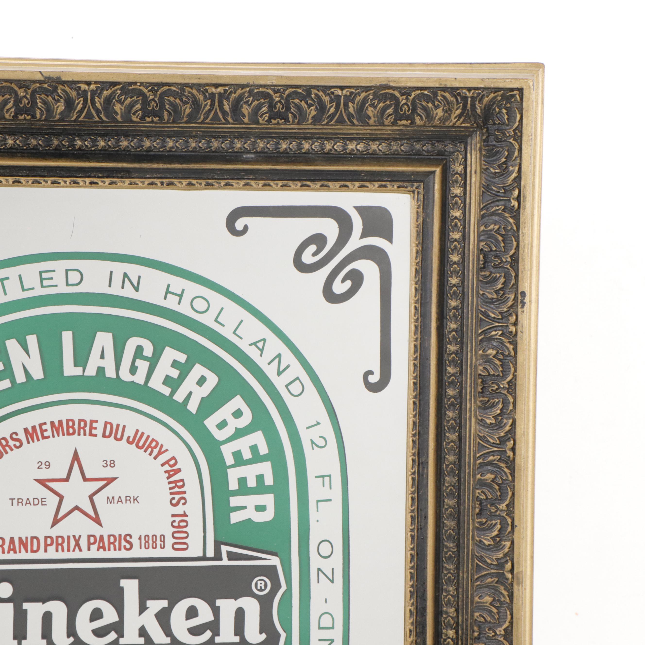 Heineken Lager Beer Wall-Hanging Mirror Advertisement Sign