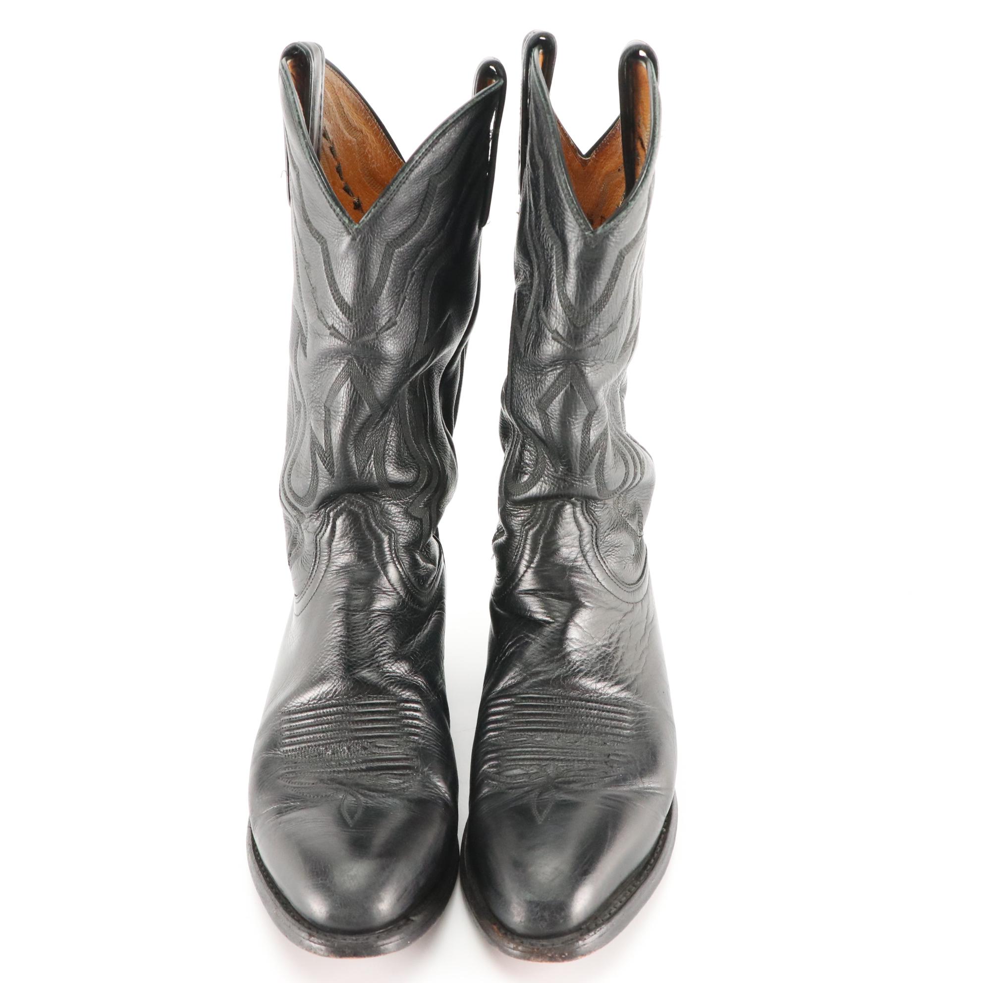 Men's Goodyear Black Leather Western Cowboy Boots
