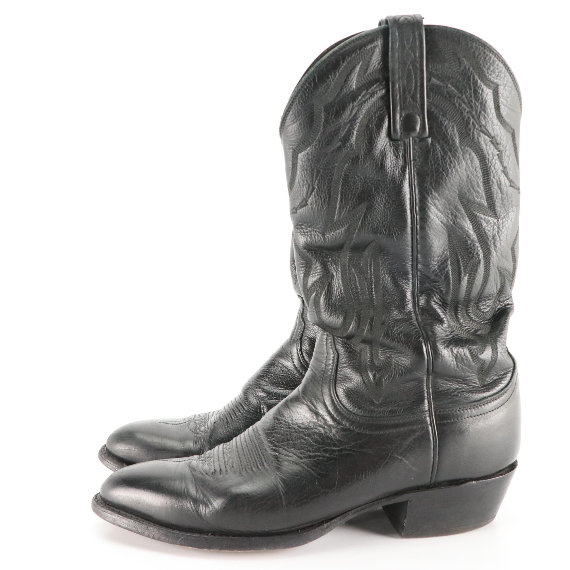 Men's Goodyear Black Leather Western Cowboy Boots