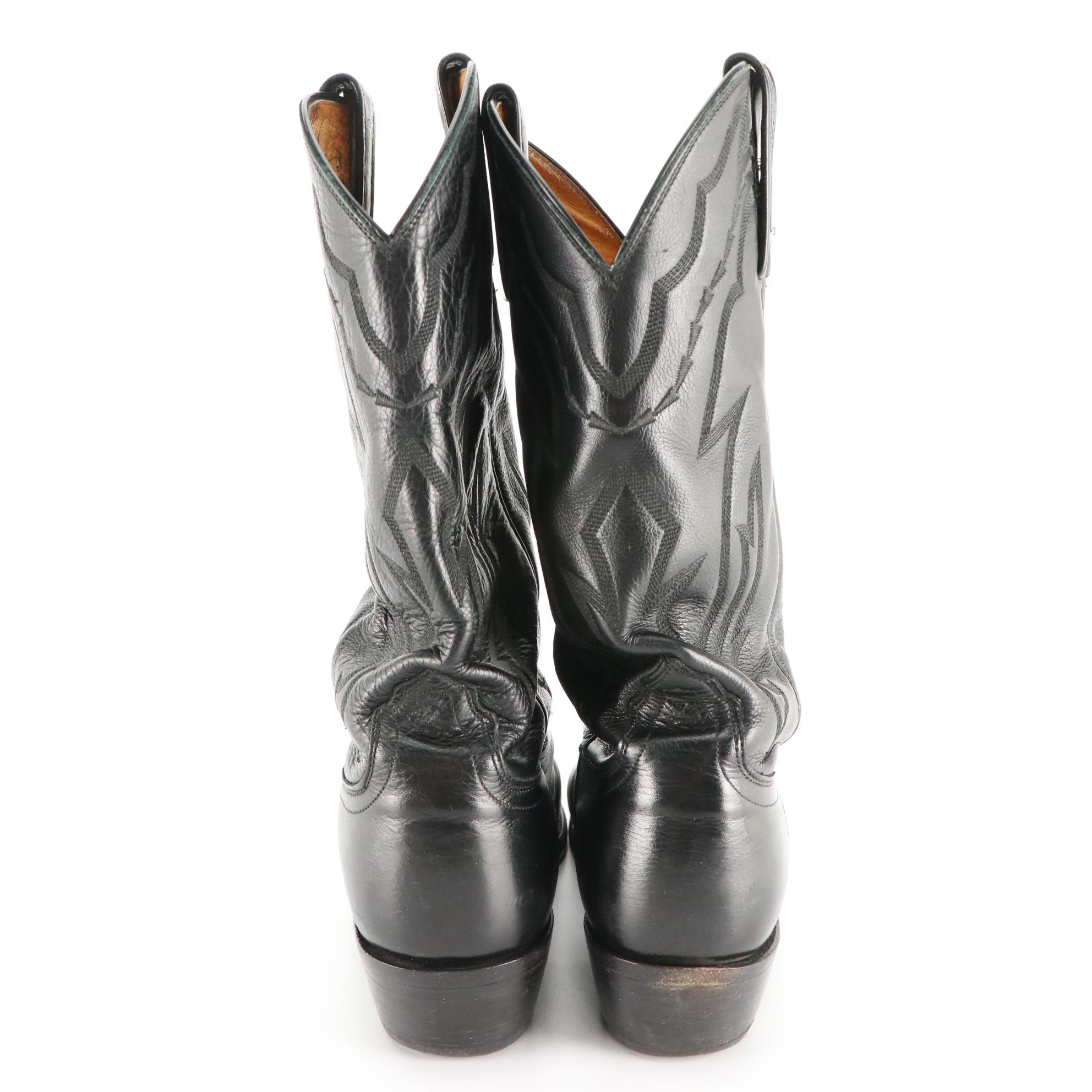 Men's Goodyear Black Leather Western Cowboy Boots