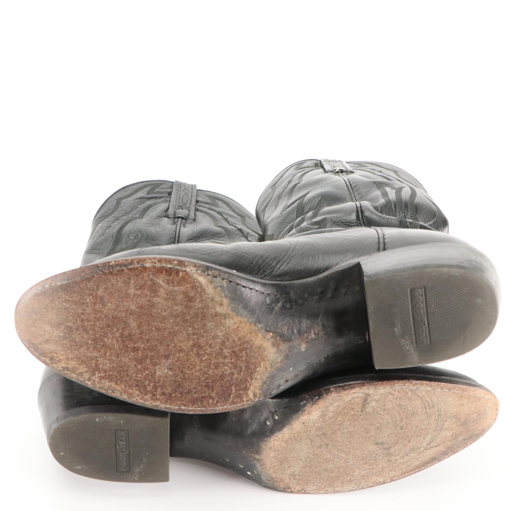 Men's Goodyear Black Leather Western Cowboy Boots